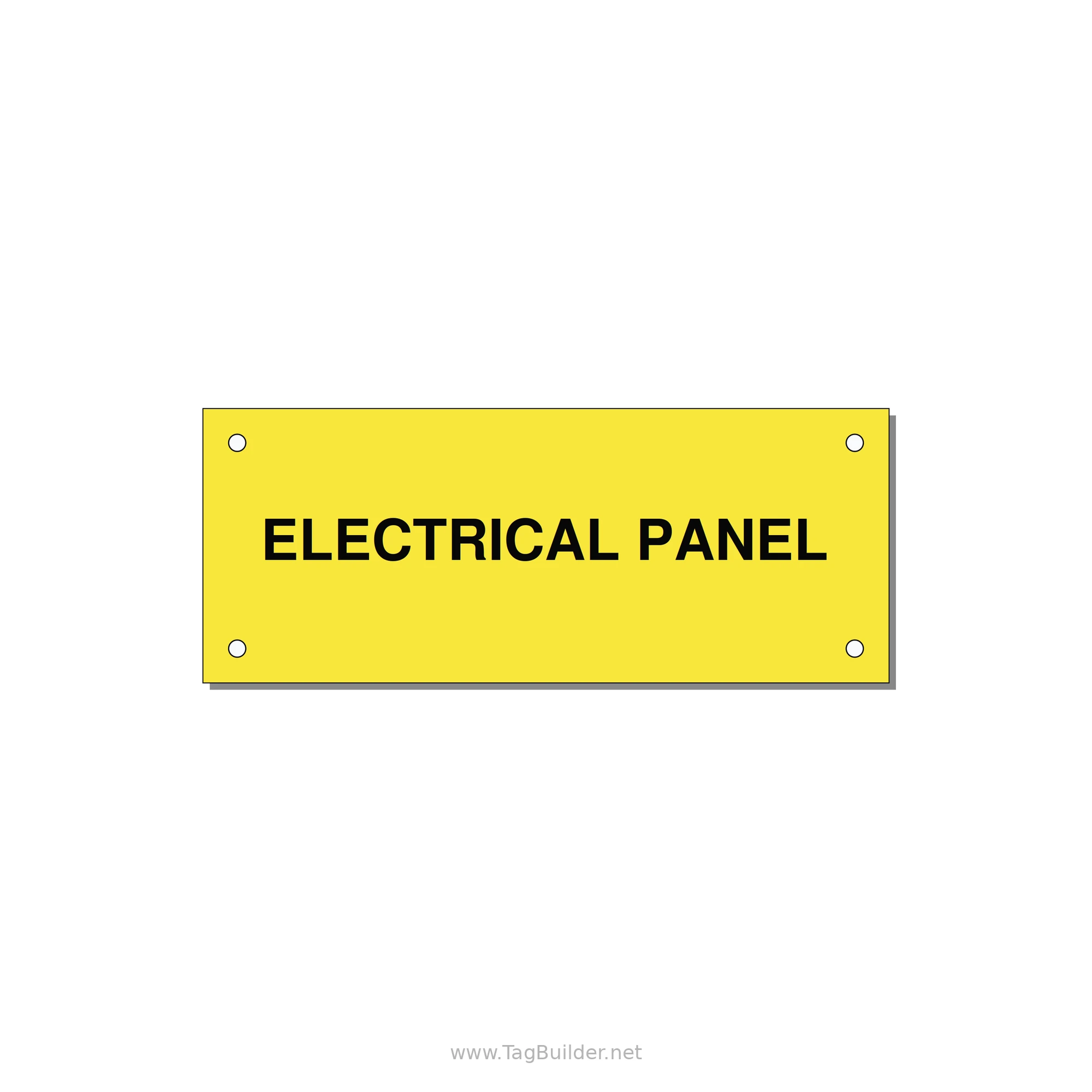 5.0x2.0" Electrical Safety Label - ELECTRICAL PANEL — 5x2" Black on Yellow, Holes