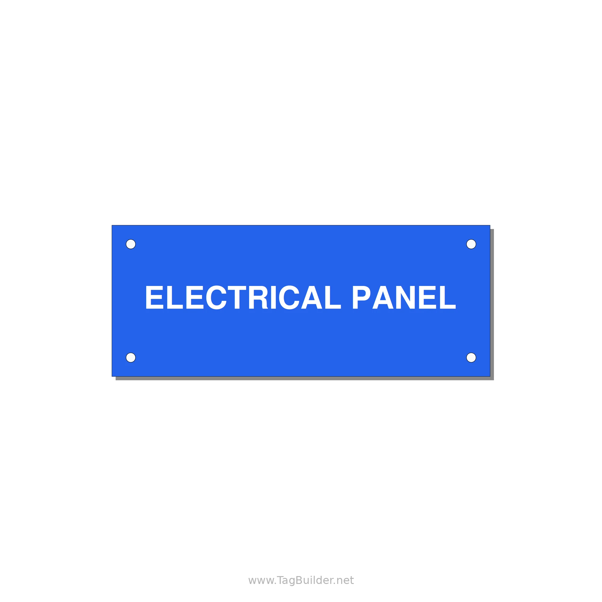 5.0x2.0" Electrical Safety Label - ELECTRICAL PANEL — 5x2" White on Blue, Holes
