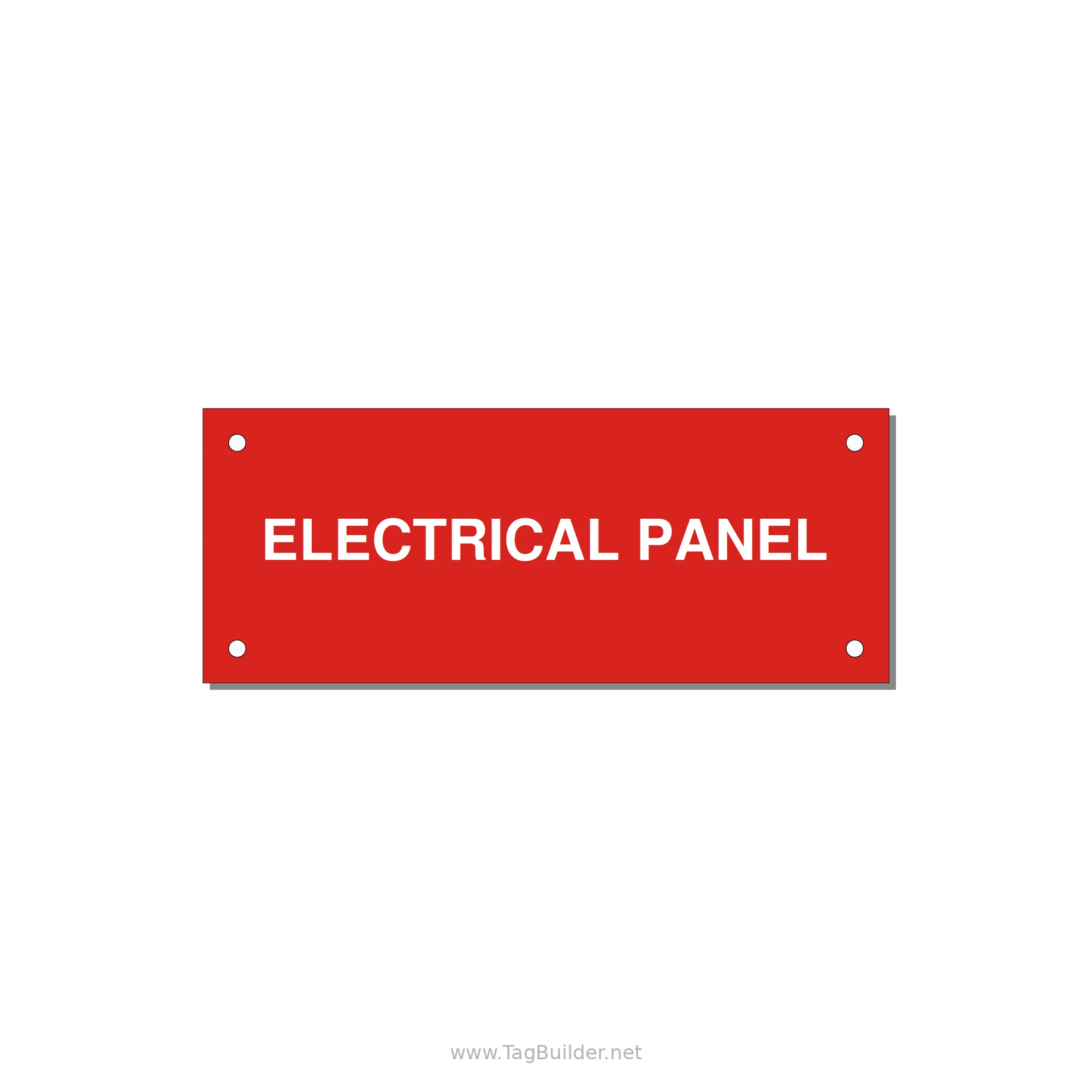 5.0x2.0" Electrical Safety Label - ELECTRICAL PANEL — 5x2" White on Red, Holes