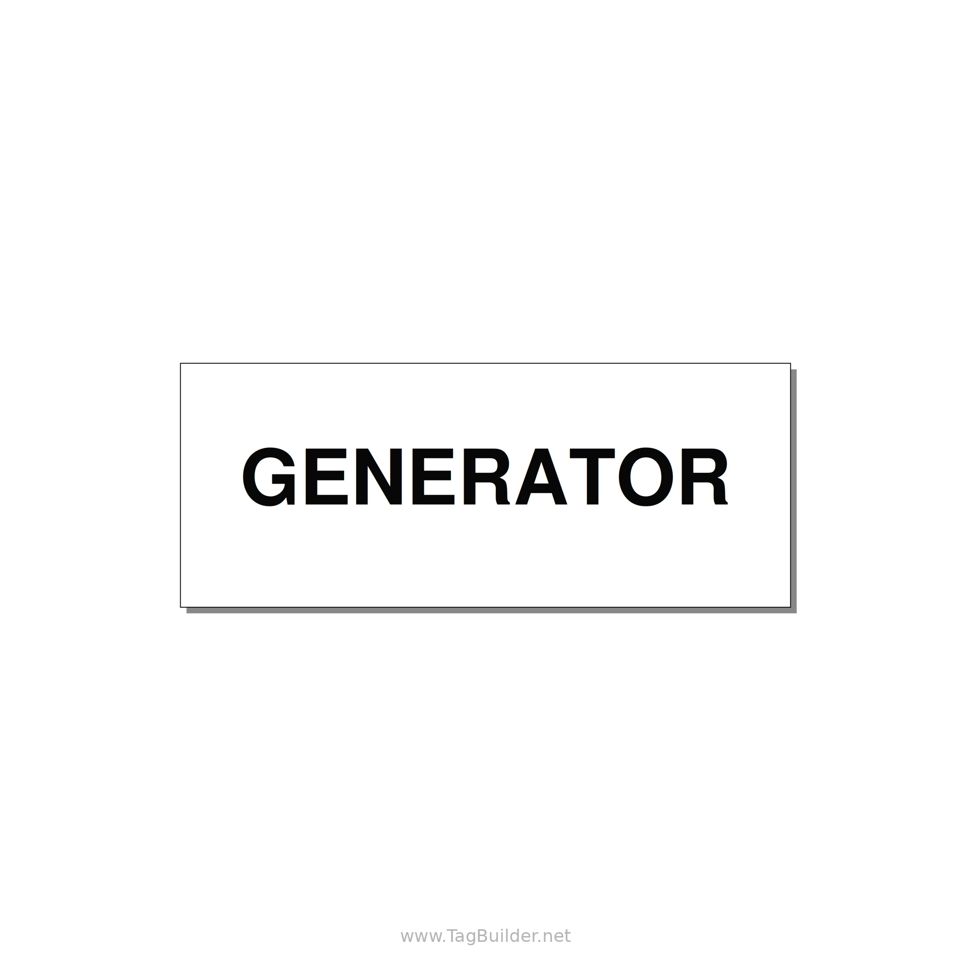 5.0x2.0" Generator Equipment Label - GENERATOR — 5x2" Black on White, Adhesive
