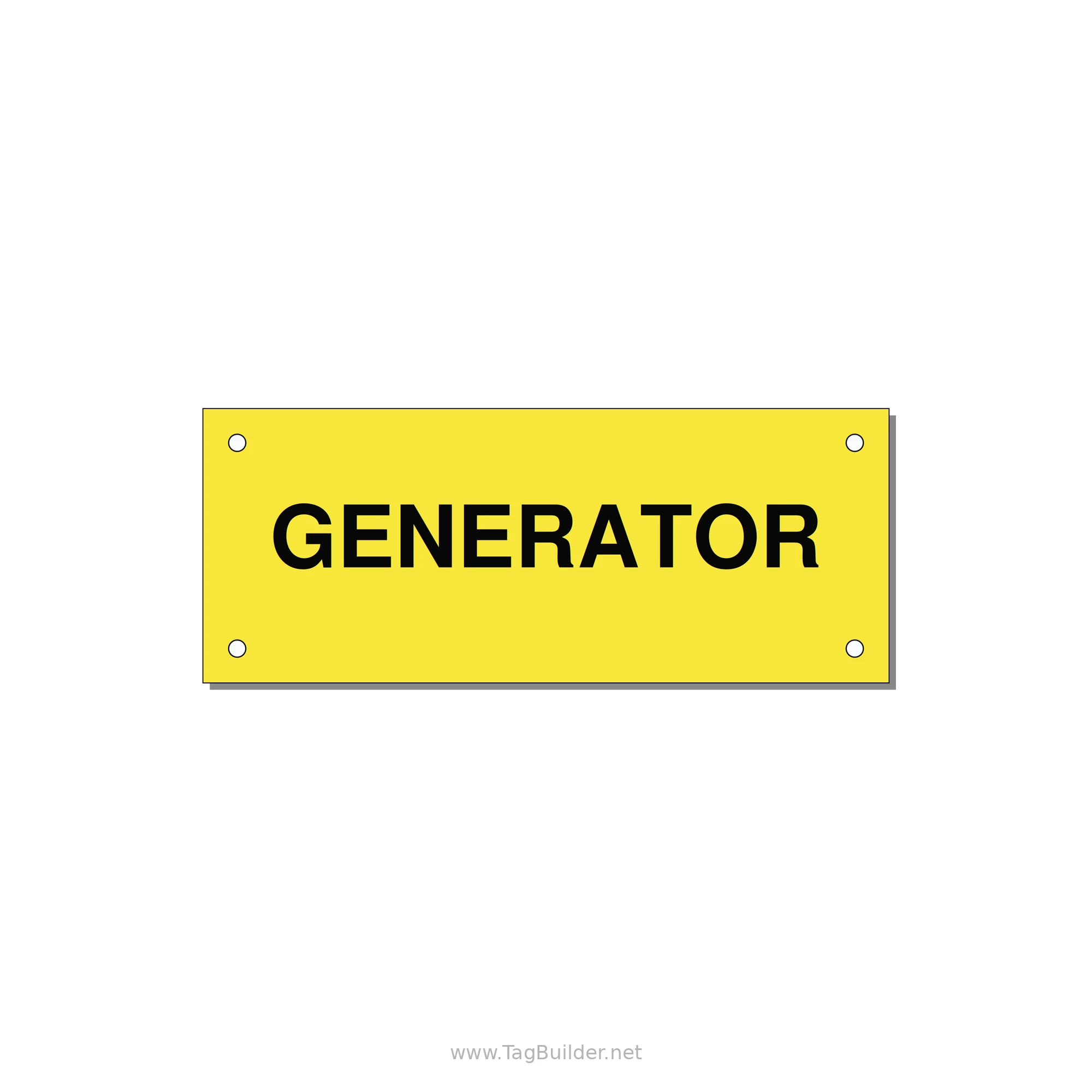 5.0x2.0" Generator Equipment Label - GENERATOR — 5x2" Black on Yellow, Holes