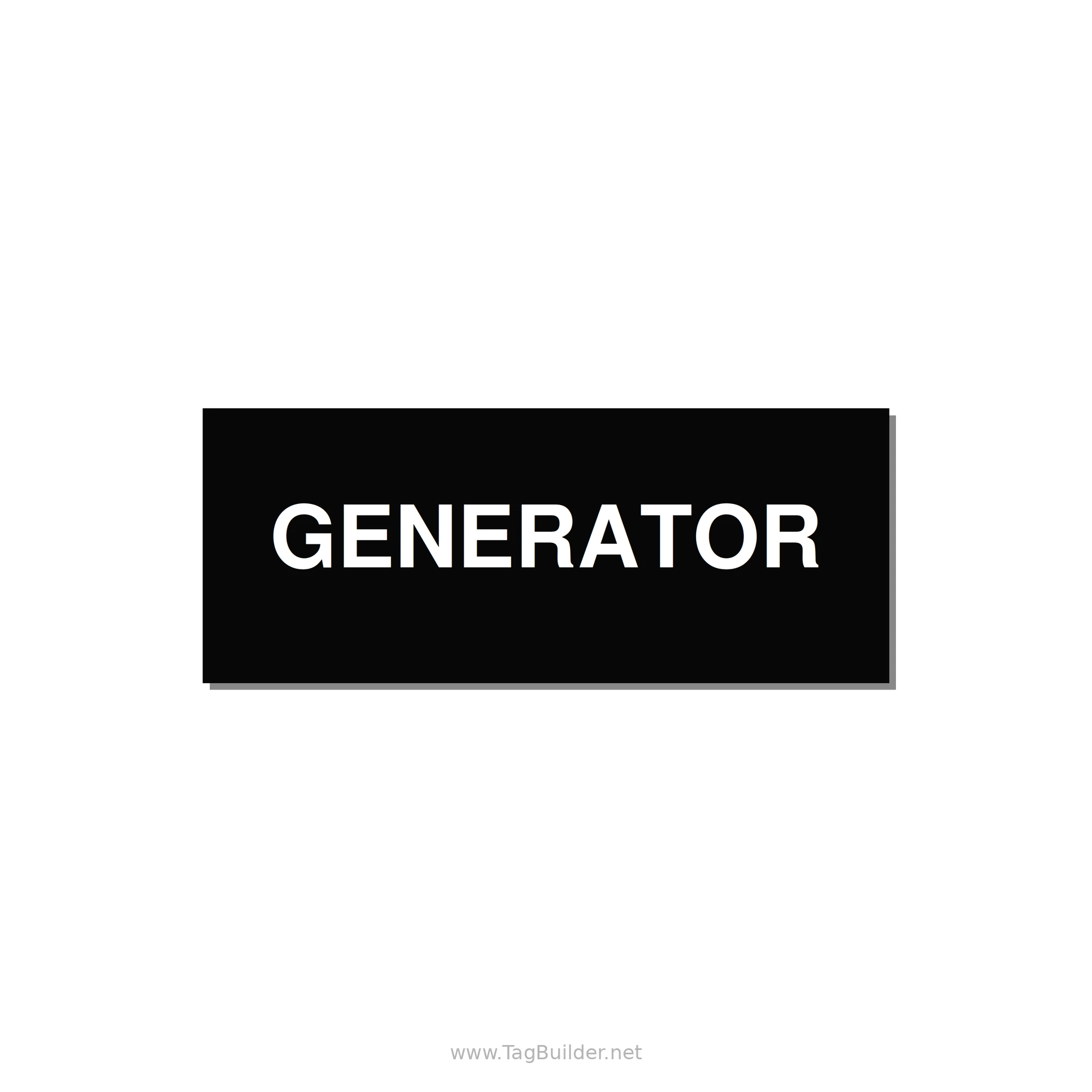 5.0x2.0" Generator Equipment Label - GENERATOR — 5x2" White on Black, Adhesive