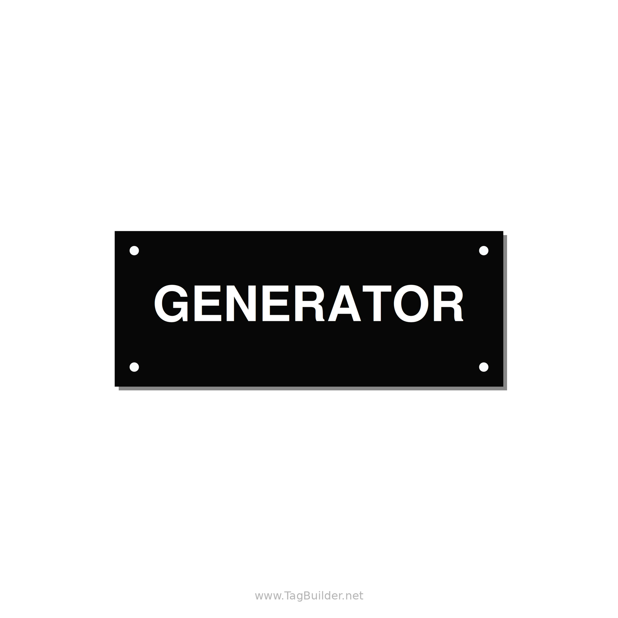 5.0x2.0" Generator Equipment Label - GENERATOR — 5x2" White on Black, Holes