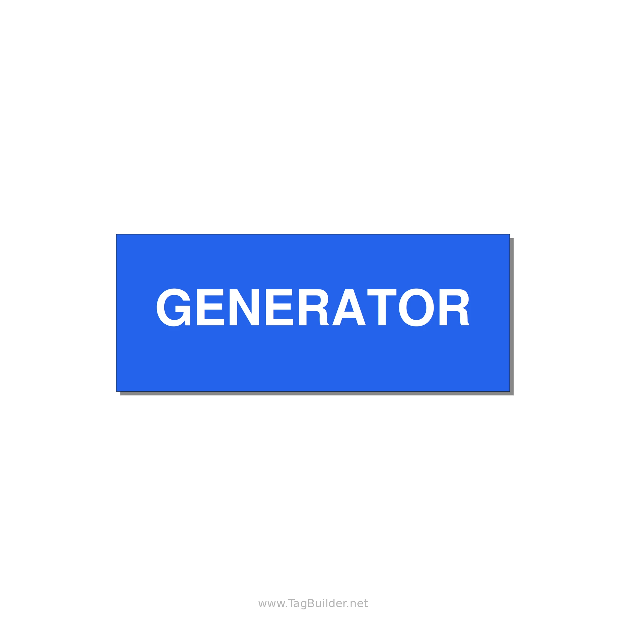 5.0x2.0" Generator Equipment Label - GENERATOR — 5x2" White on Blue, Adhesive