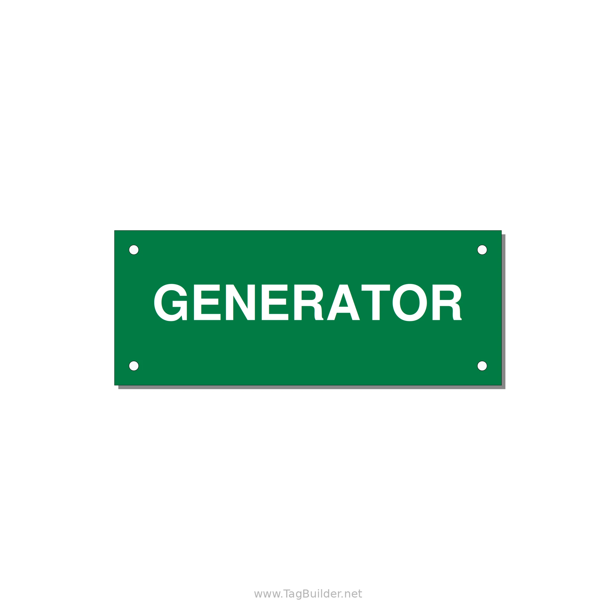5.0x2.0" Generator Equipment Label - GENERATOR — 5x2" White on Green, Holes
