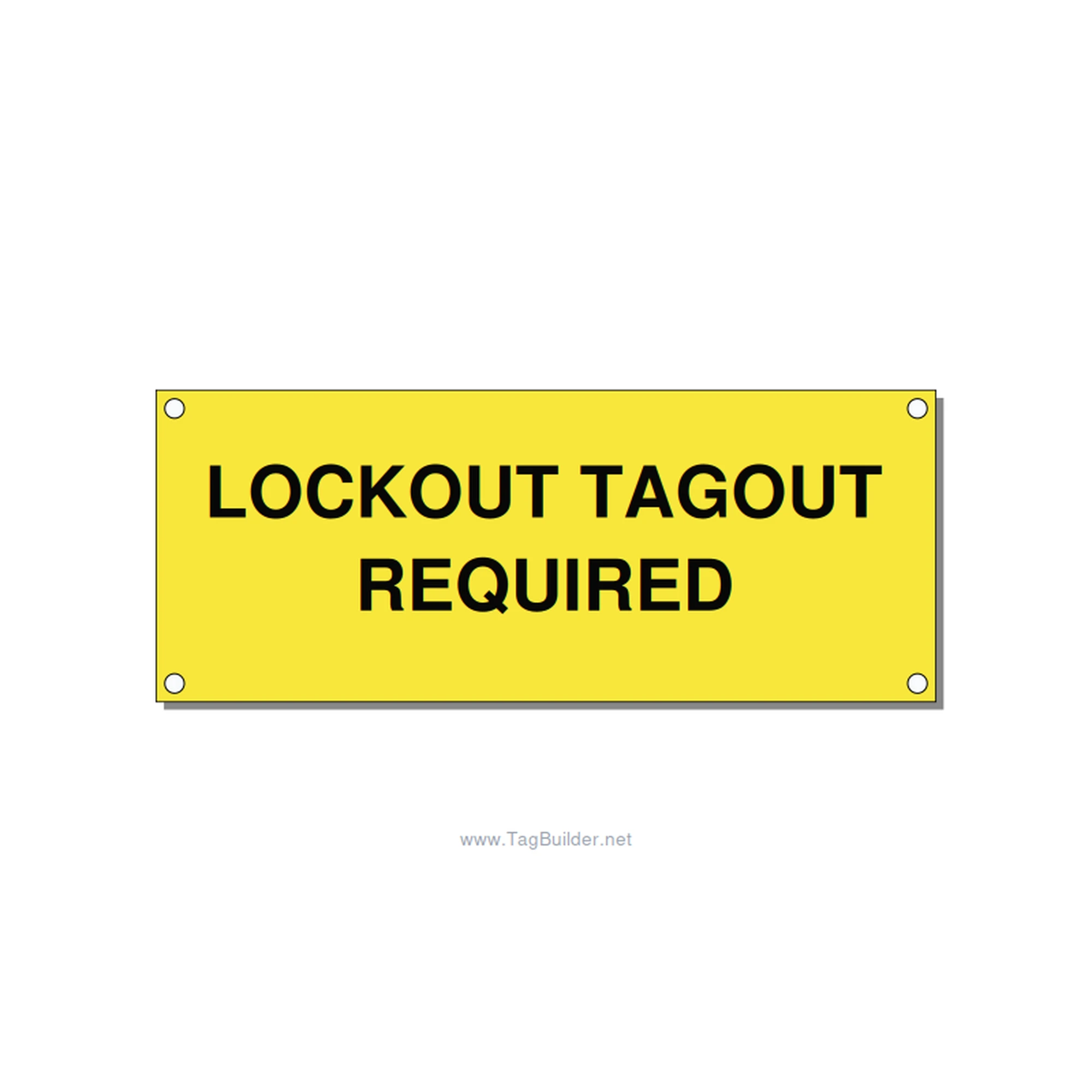 5.0x2.0" Lockout Tagout Label - LOCKOUT TAGOUT REQUIRED, Black/Yellow, Holes