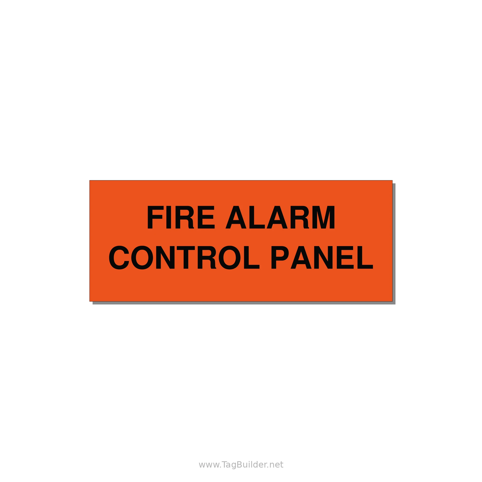 5.0x2.0" Panel Identification Label - FIRE ALARM CONTROL PANEL — 5x2" Black on Orange, Adhesive