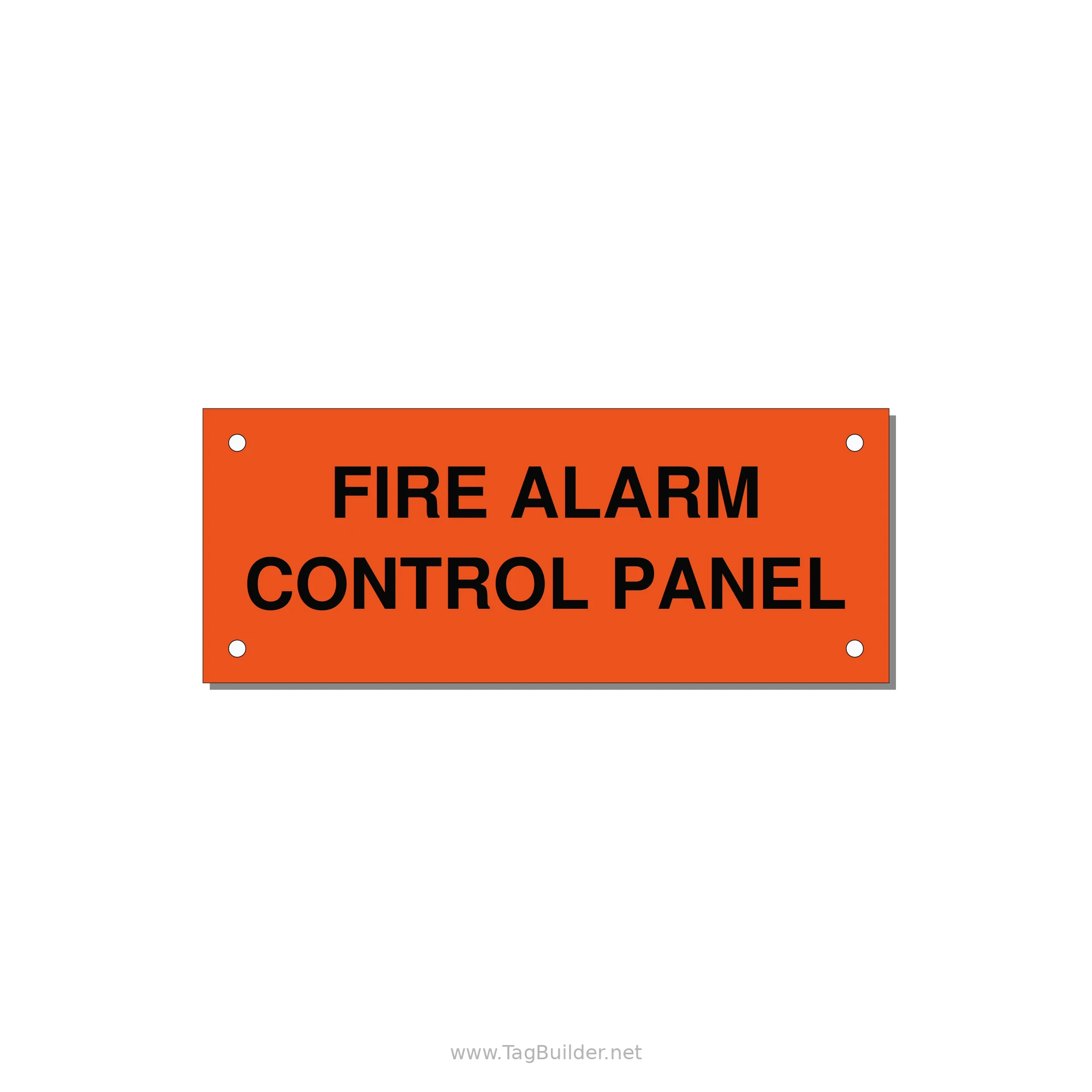 5.0x2.0" Panel Identification Label - FIRE ALARM CONTROL PANEL — 5x2" Black on Orange, Holes