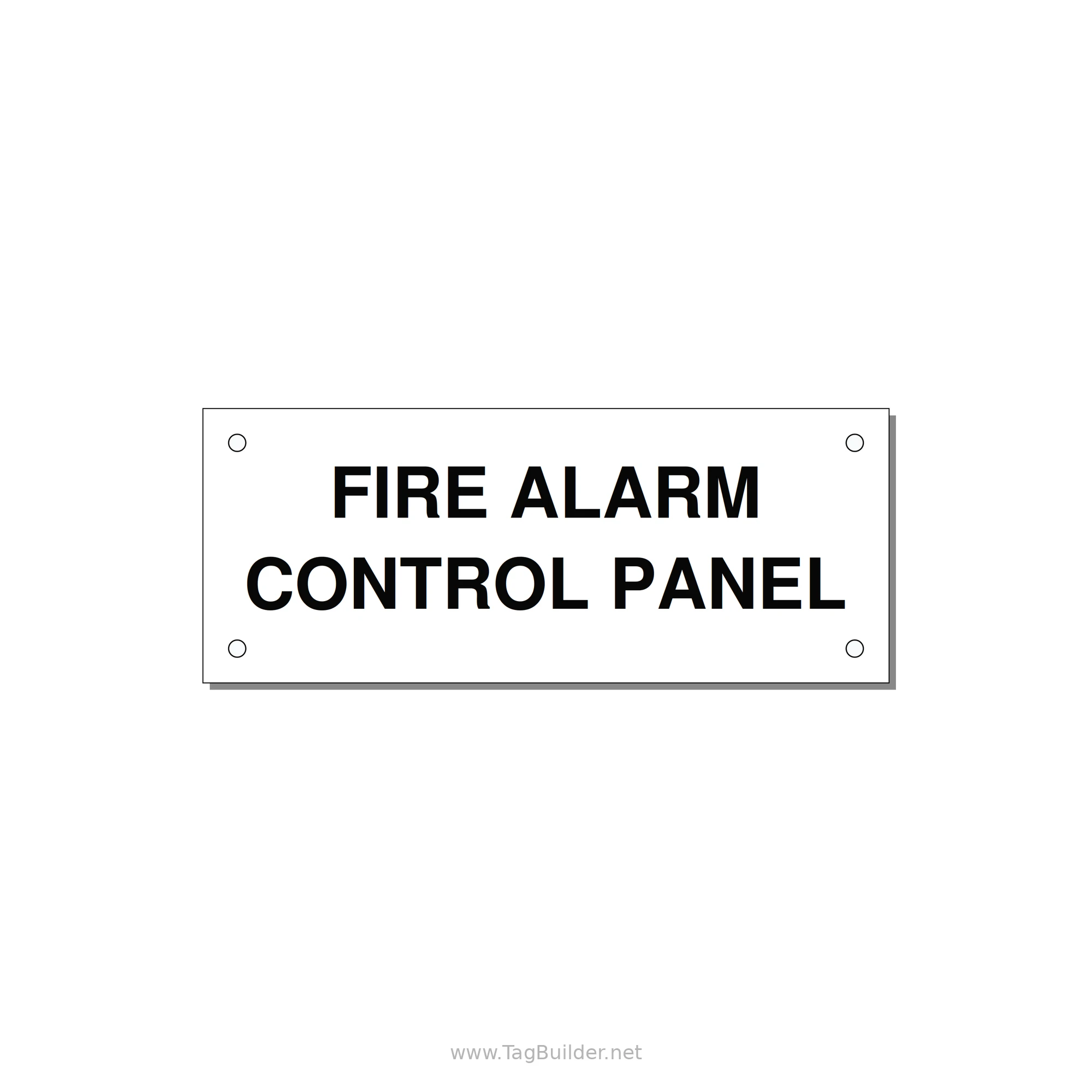 5.0x2.0" Panel Identification Label - FIRE ALARM CONTROL PANEL — 5x2" Black on White, Holes