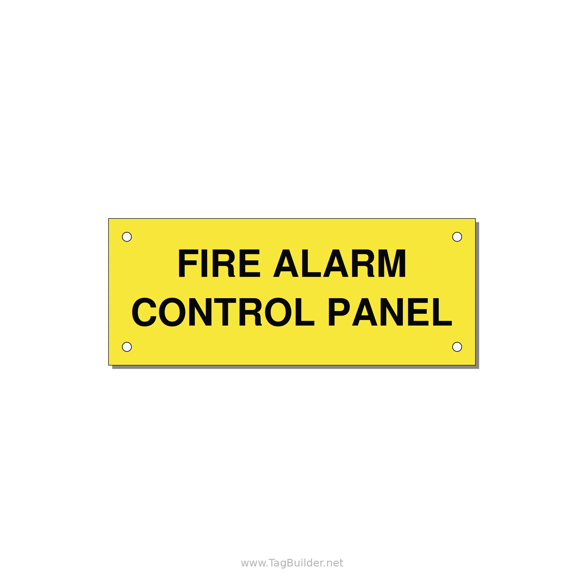 5.0x2.0" Panel Identification Label - FIRE ALARM CONTROL PANEL — 5x2" Black on Yellow, Holes