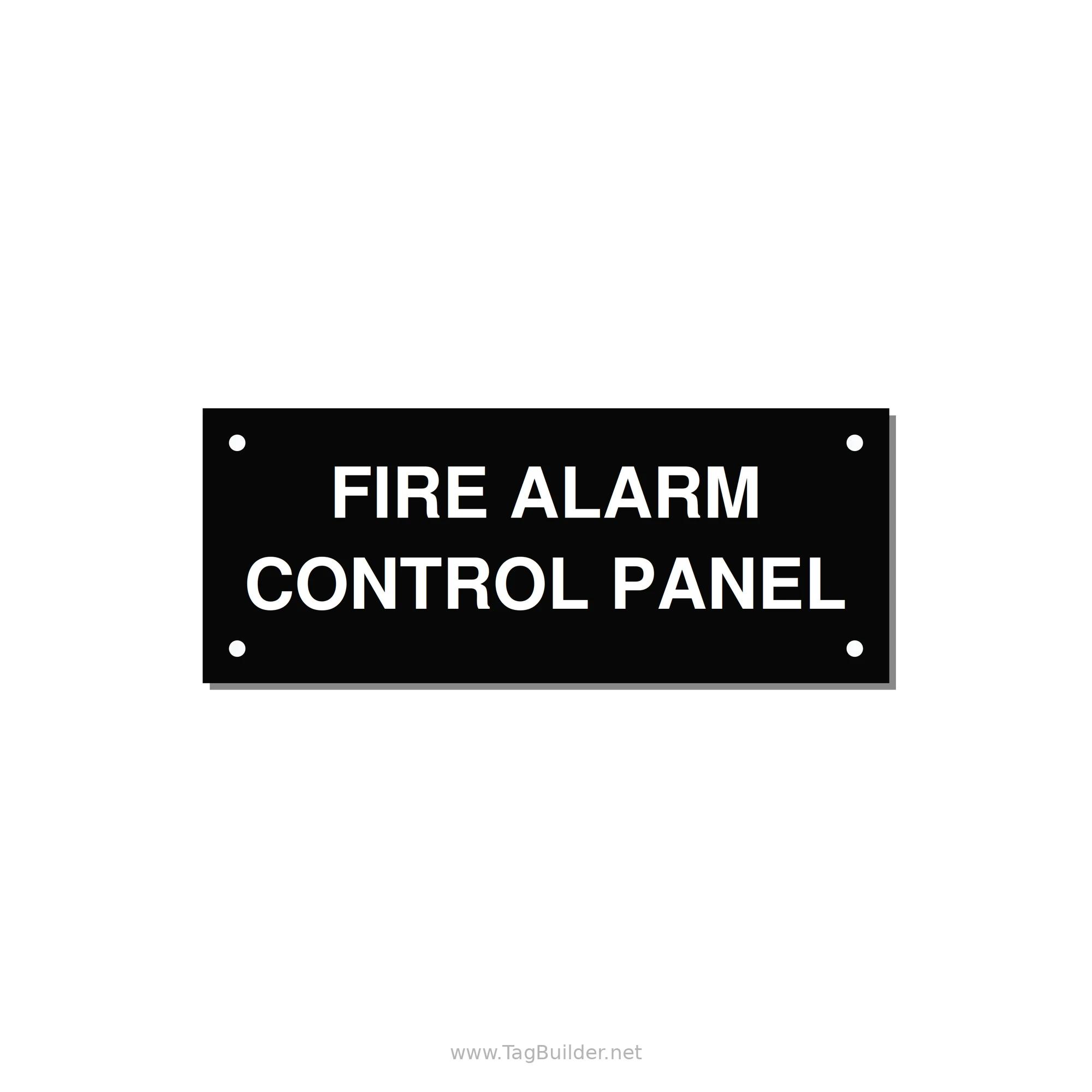 5.0x2.0" Panel Identification Label - FIRE ALARM CONTROL PANEL — 5x2" White on Black, Holes