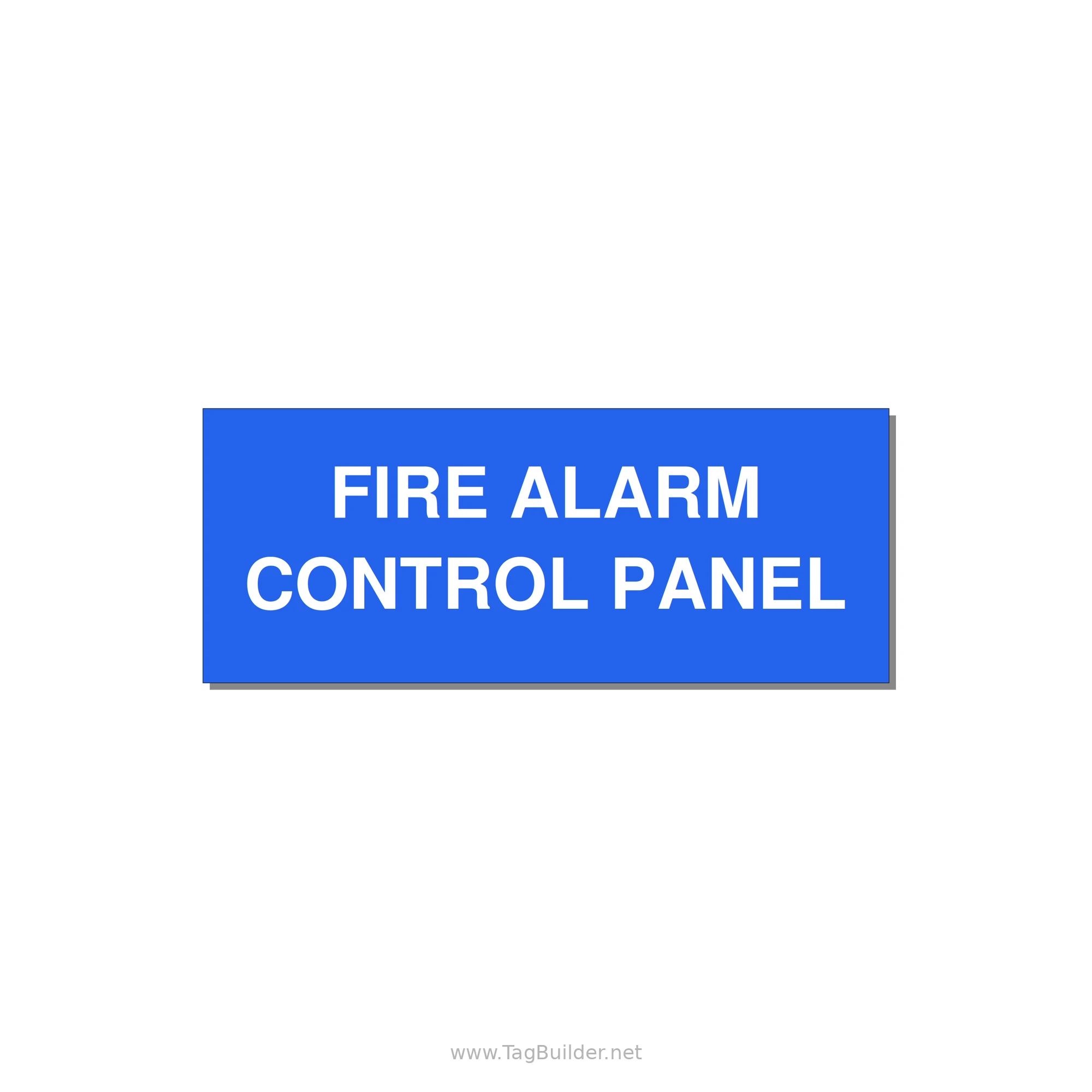 5.0x2.0" Panel Identification Label - FIRE ALARM CONTROL PANEL — 5x2" White on Blue, Adhesive
