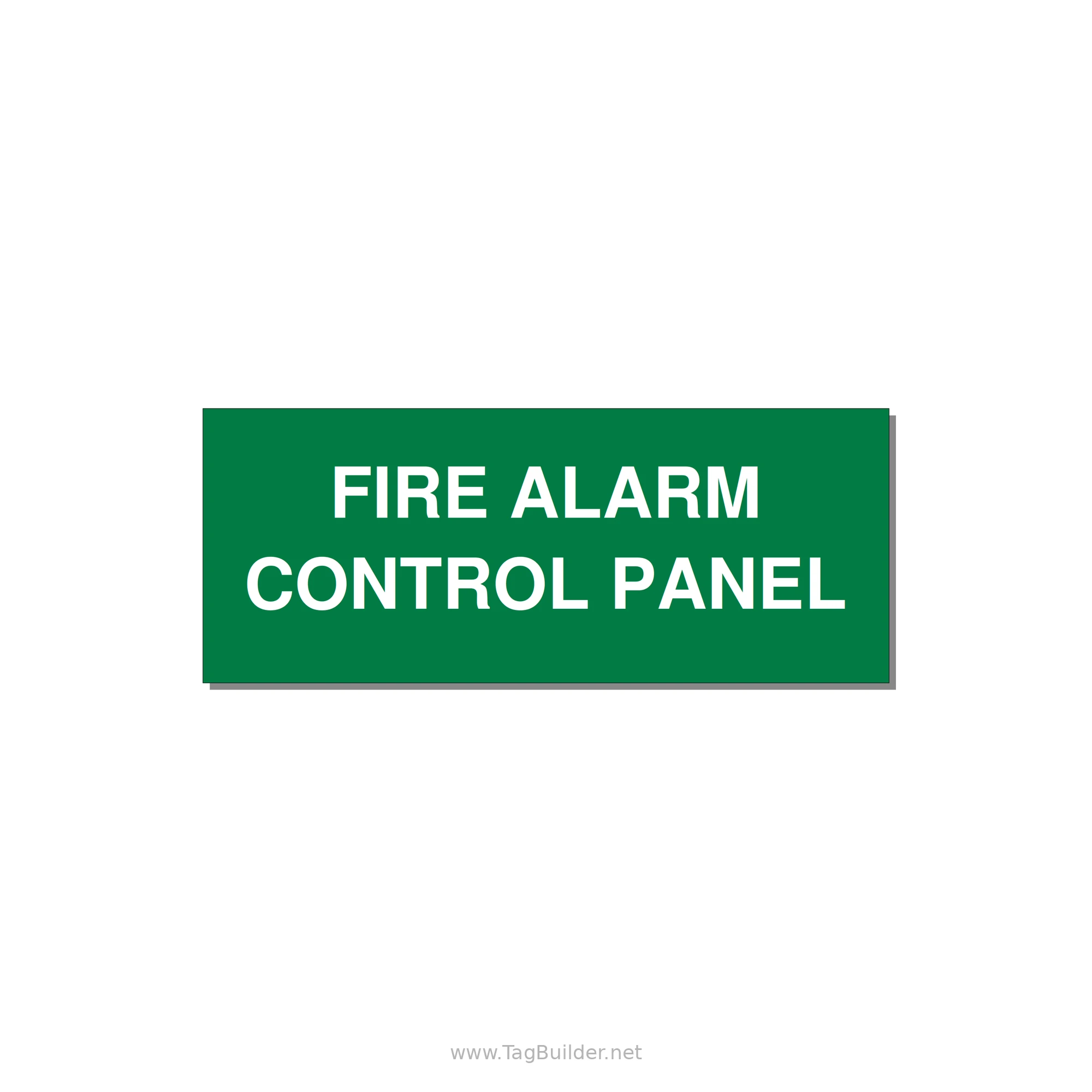 5.0x2.0" Panel Identification Label - FIRE ALARM CONTROL PANEL — 5x2" White on Green, Adhesive