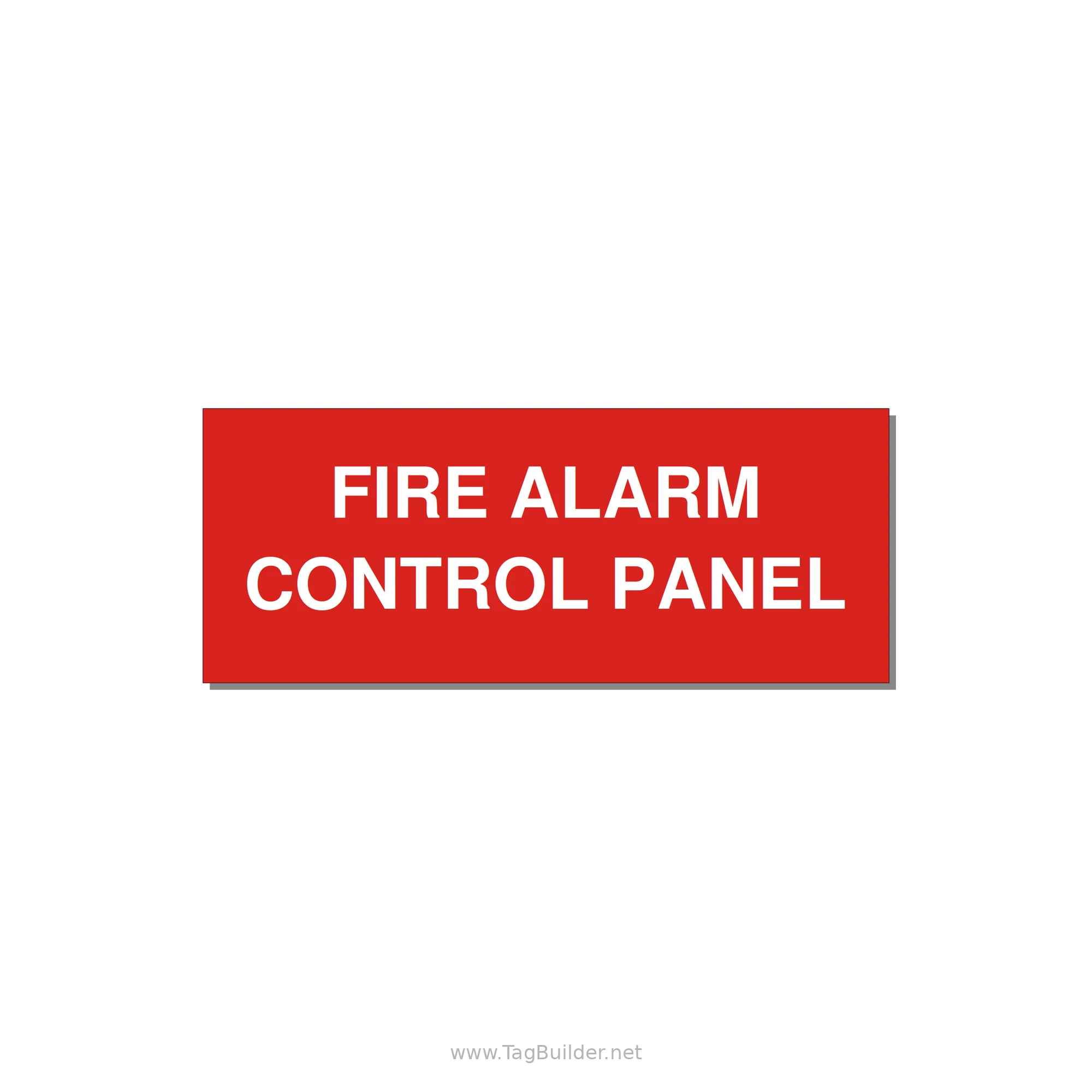 5.0x2.0" Panel Identification Label - FIRE ALARM CONTROL PANEL — 5x2" White on Red, Adhesive