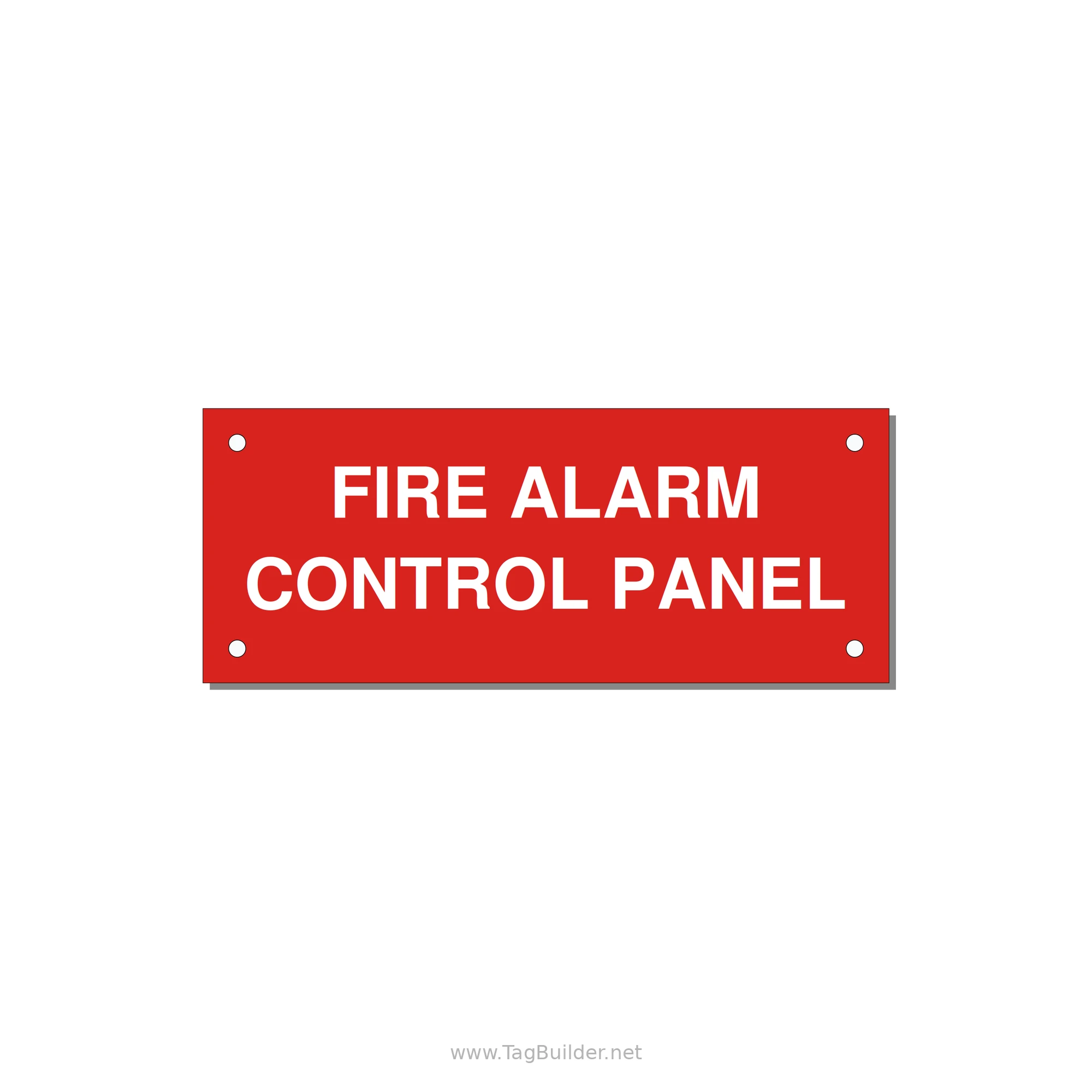 5.0x2.0" Panel Identification Label - FIRE ALARM CONTROL PANEL — 5x2" White on Red, Holes