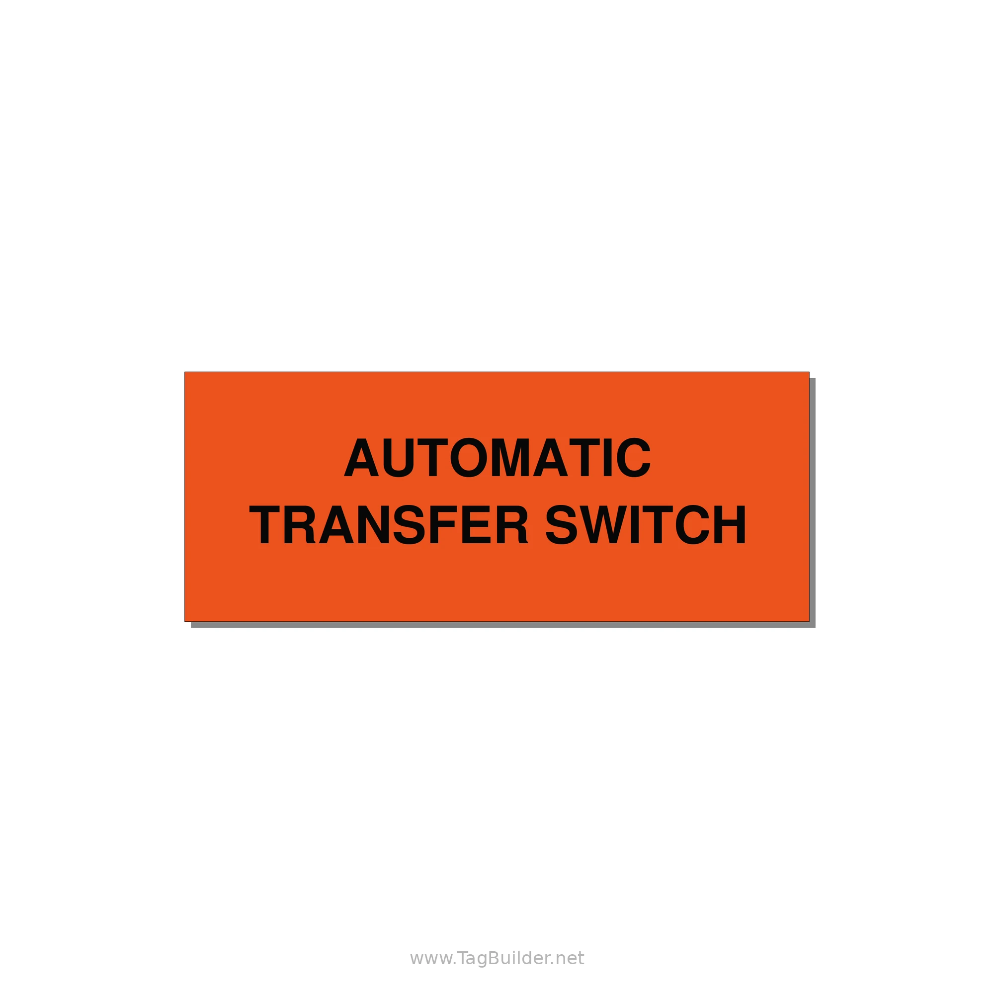 5.0x2.0" Safety Label - AUTOMATIC TRANSFER SWITCH — 5x2" Black on Orange, Adhesive