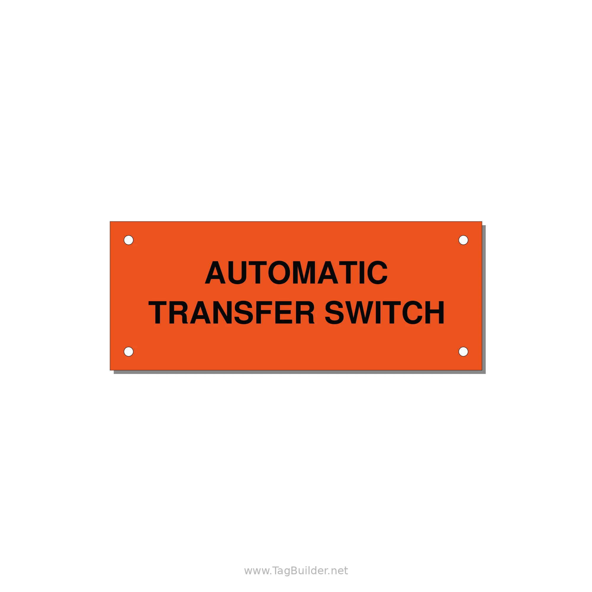 5.0x2.0" Safety Label - AUTOMATIC TRANSFER SWITCH — 5x2" Black on Orange, Holes