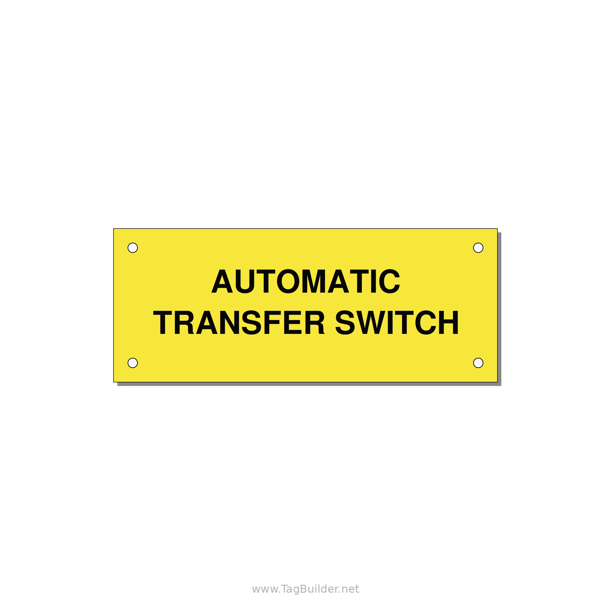 5.0x2.0" Safety Label - AUTOMATIC TRANSFER SWITCH — 5x2" Black on Yellow, Holes