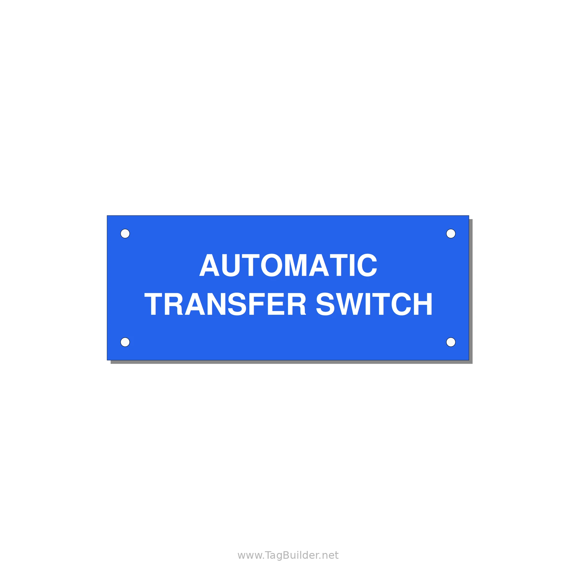 5.0x2.0" Safety Label - AUTOMATIC TRANSFER SWITCH — 5x2" White on Blue, Holes