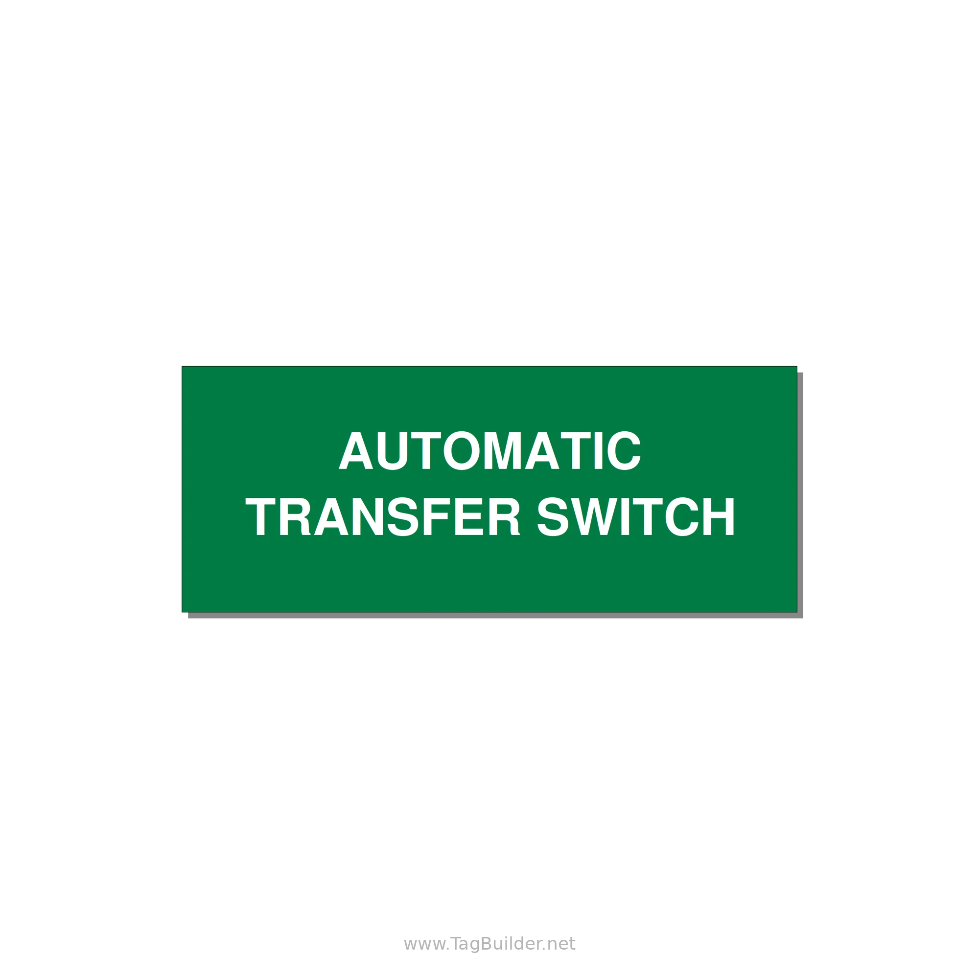 5.0x2.0" Safety Label - AUTOMATIC TRANSFER SWITCH — 5x2" White on Green, Adhesive
