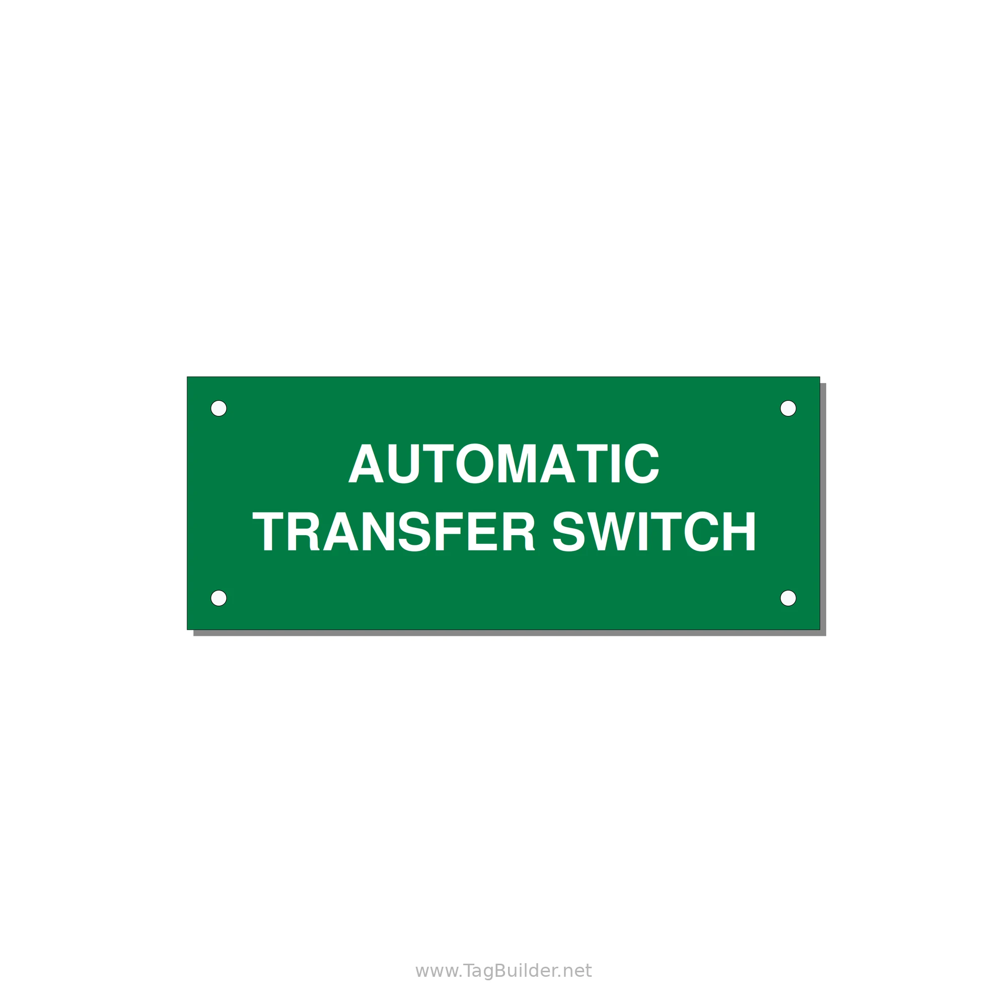 5.0x2.0" Safety Label - AUTOMATIC TRANSFER SWITCH — 5x2" White on Green, Holes