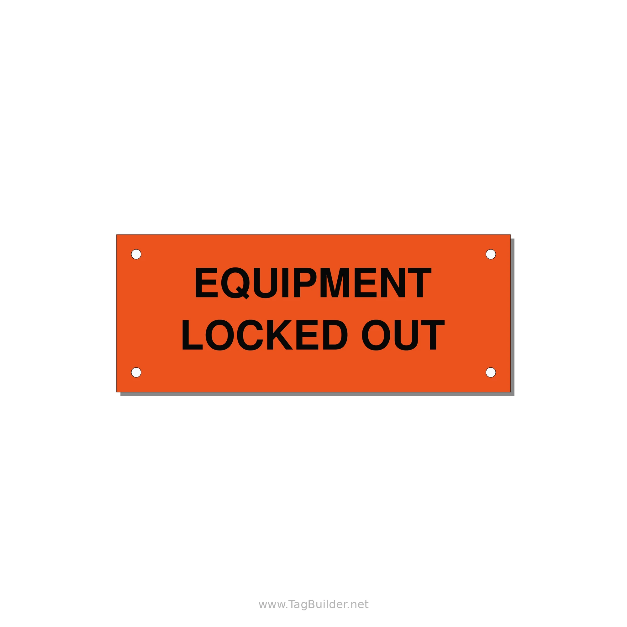 5.0x2.0" Safety Label - EQUIPMENT LOCKED OUT — 5x2" Black on Orange, Holes