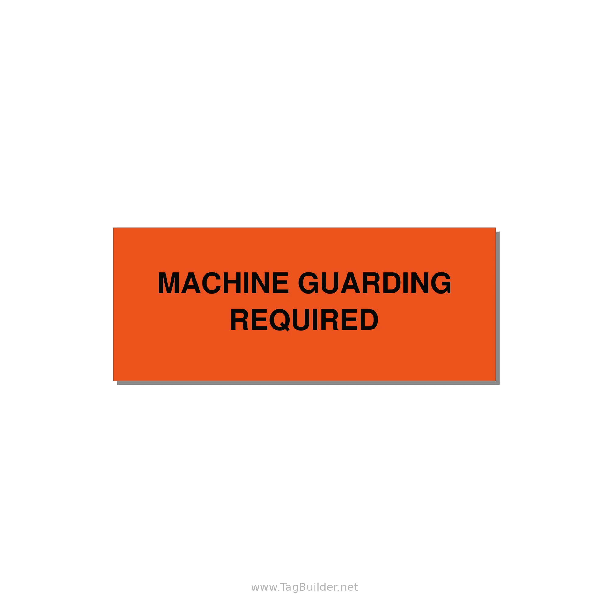 5.0x2.0" Safety Label - MACHINE GUARDING REQUIRED — 5x2" Black on Orange, Adhesive