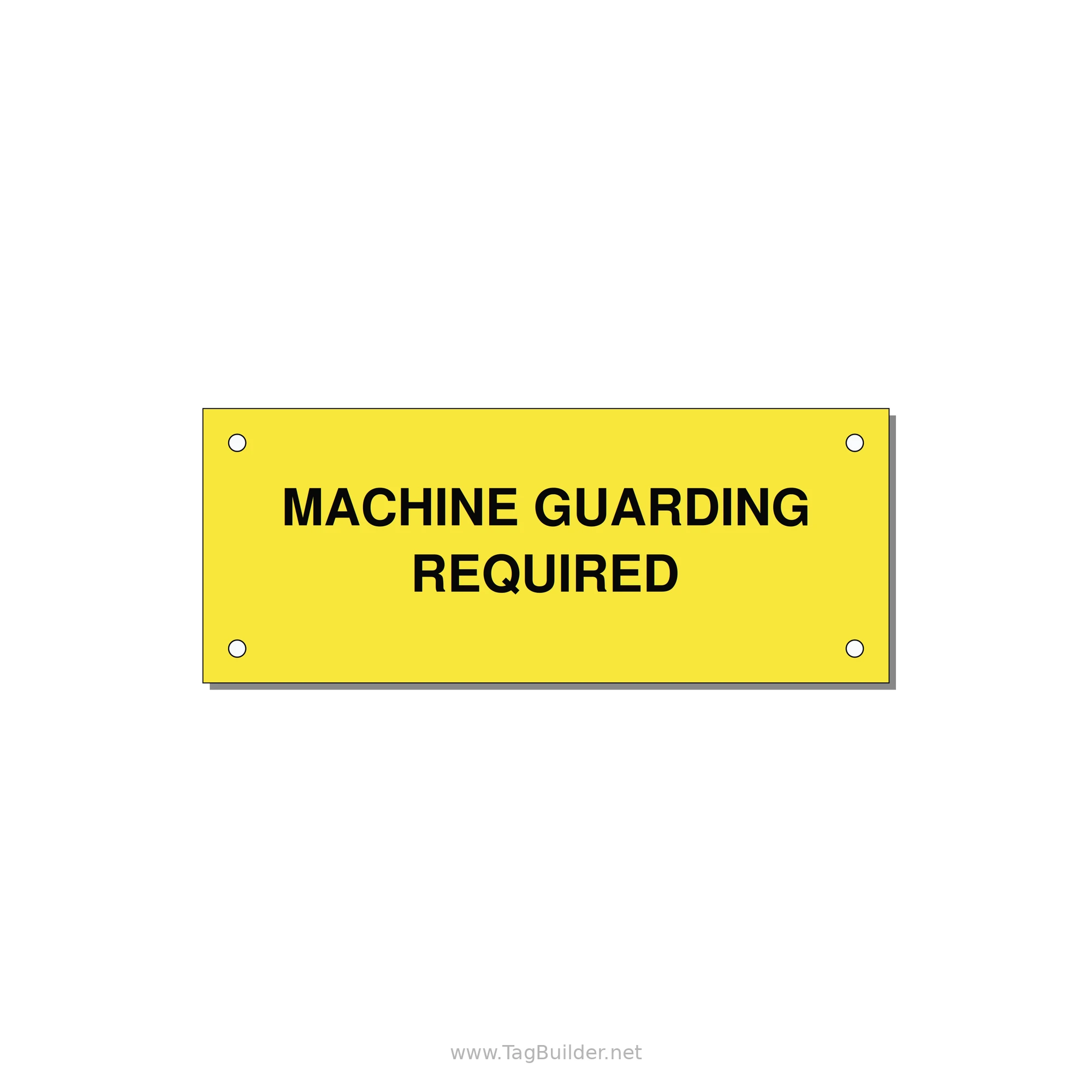 5.0x2.0" Safety Label - MACHINE GUARDING REQUIRED — 5x2" Black on Yellow, Holes