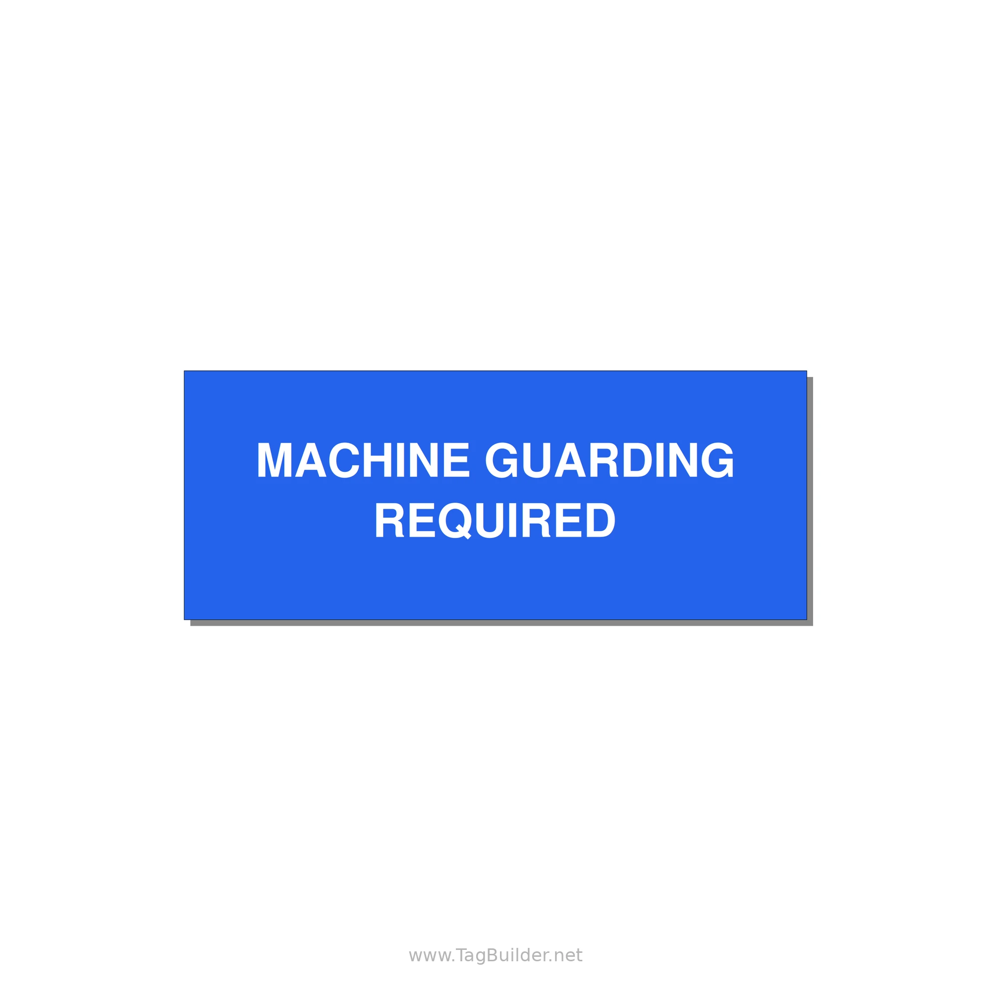 5.0x2.0" Safety Label - MACHINE GUARDING REQUIRED — 5x2" White on Blue, Adhesive