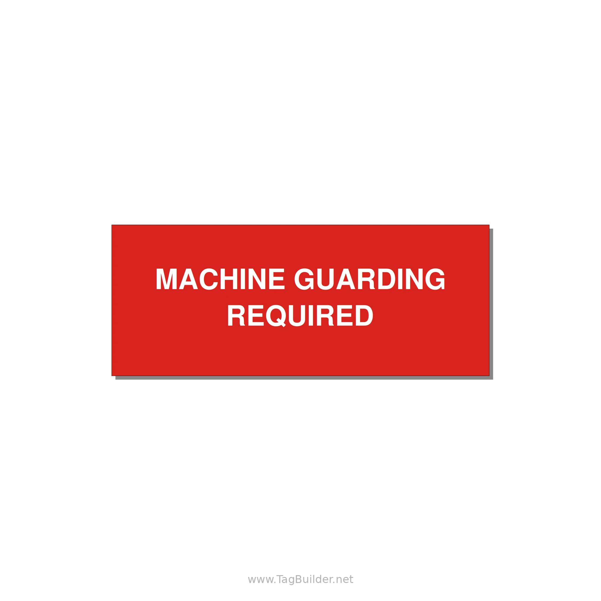 5.0x2.0" Safety Label - MACHINE GUARDING REQUIRED — 5x2" White on Red, Adhesive