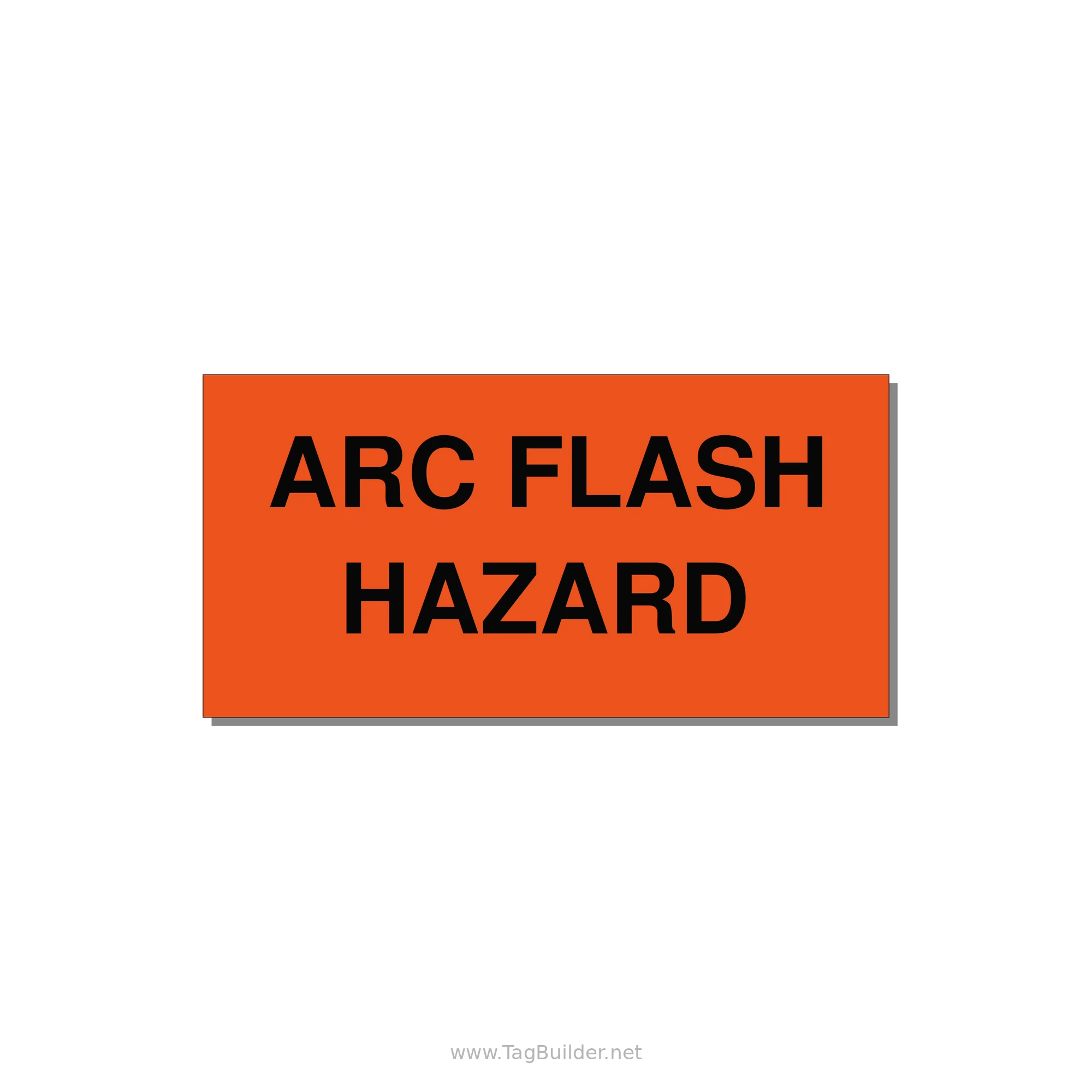 5.0x2.5" Arc Flash Safety Label - ARC FLASH HAZARD — 5x2.5" Black on Orange, Adhesive