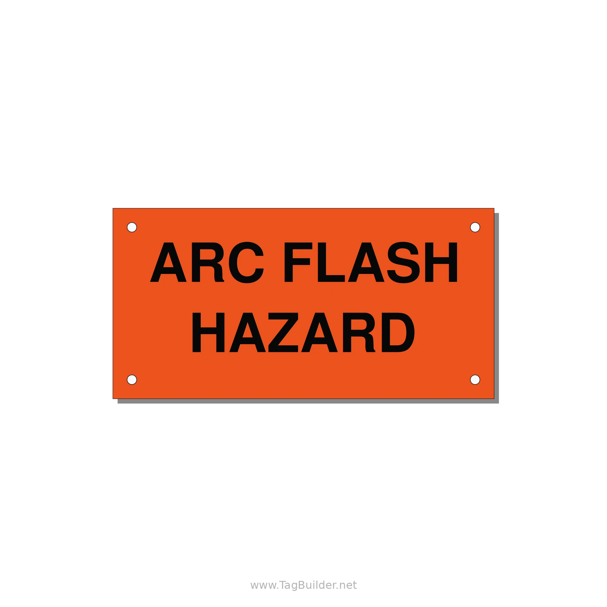 5.0x2.5" Arc Flash Safety Label - ARC FLASH HAZARD — 5x2.5" Black on Orange, Holes