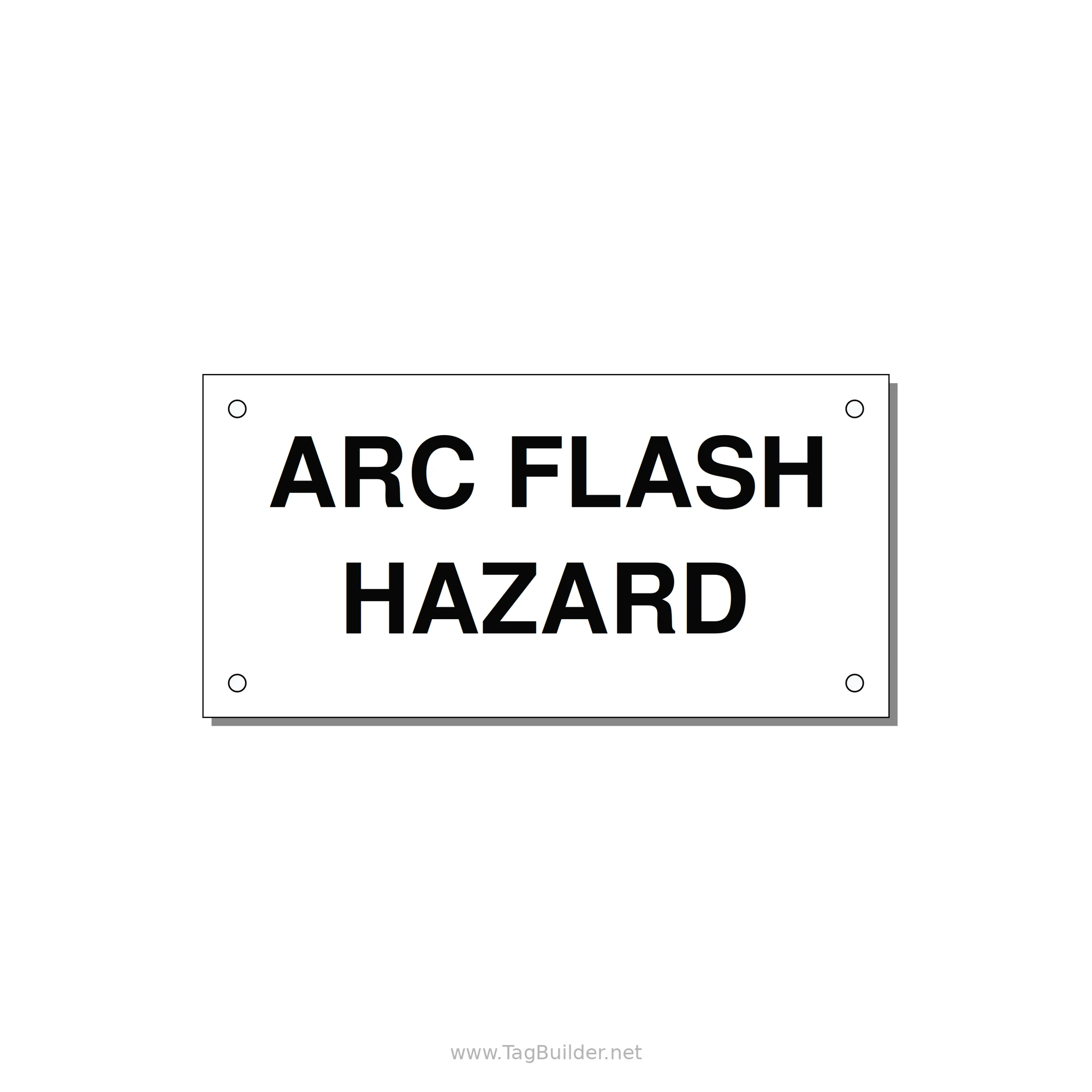 5.0x2.5" Arc Flash Safety Label - ARC FLASH HAZARD — 5x2.5" Black on White, Holes