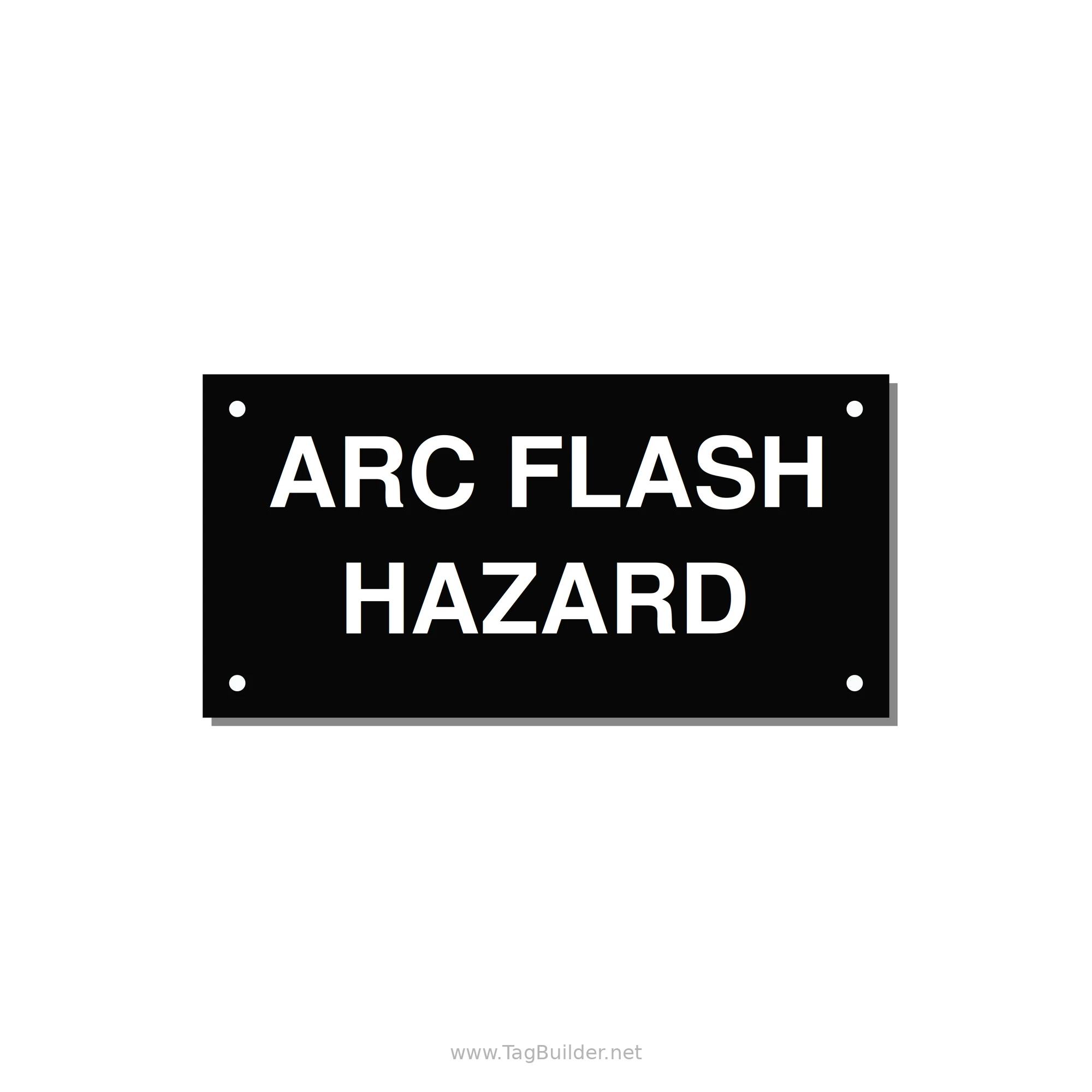 5.0x2.5" Arc Flash Safety Label - ARC FLASH HAZARD — 5x2.5" White on Black, Holes