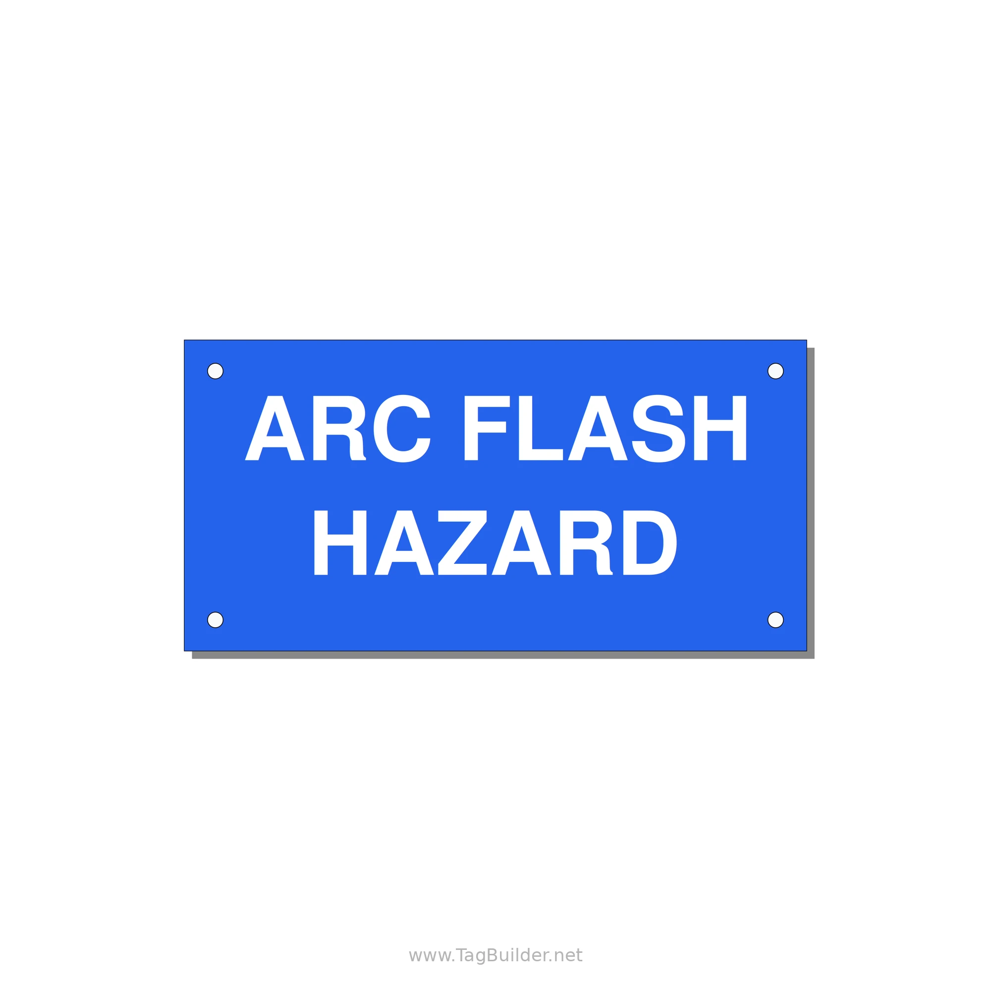 5.0x2.5" Arc Flash Safety Label - ARC FLASH HAZARD — 5x2.5" White on Blue, Holes