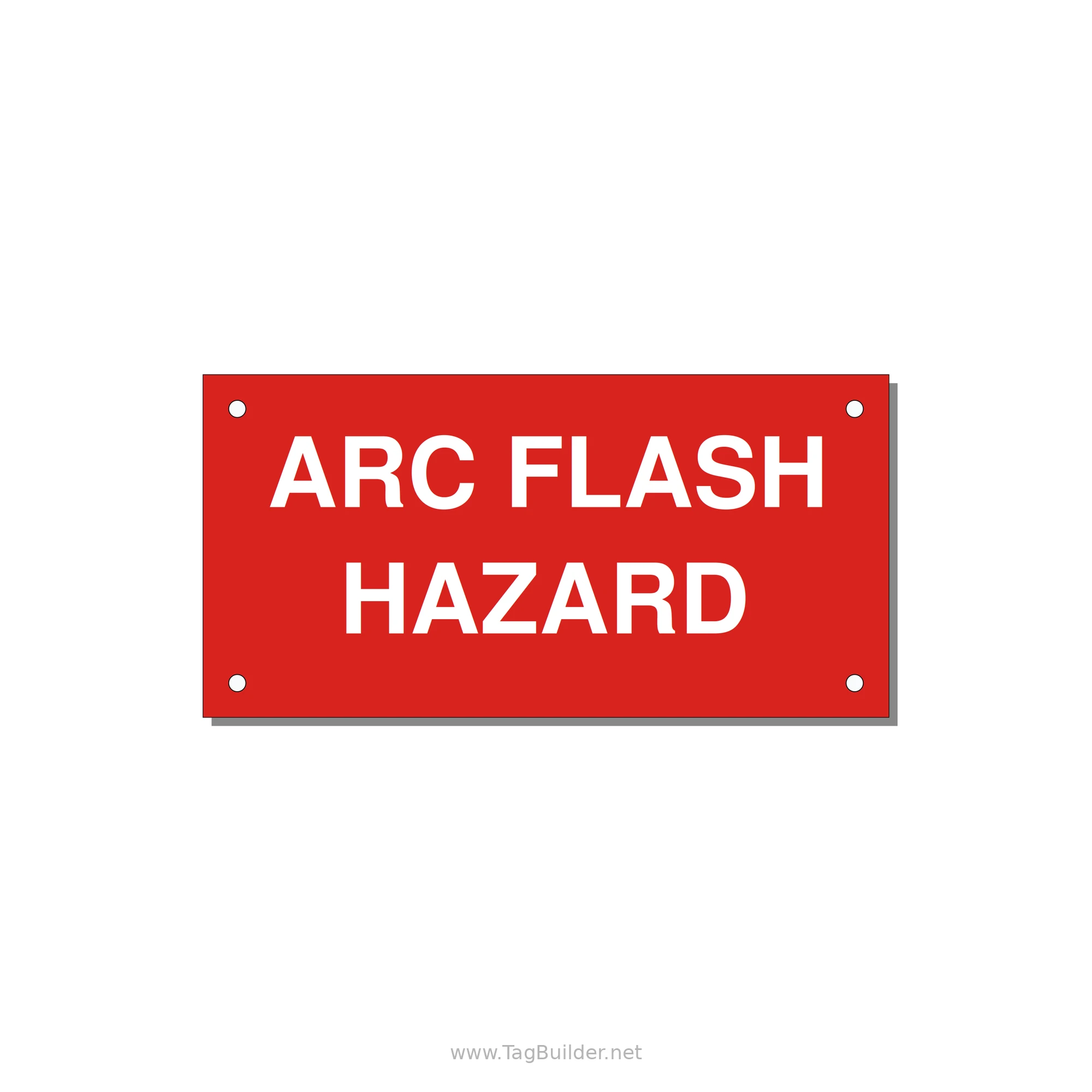 5.0x2.5" Arc Flash Safety Label - ARC FLASH HAZARD — 5x2.5" White on Red, Holes