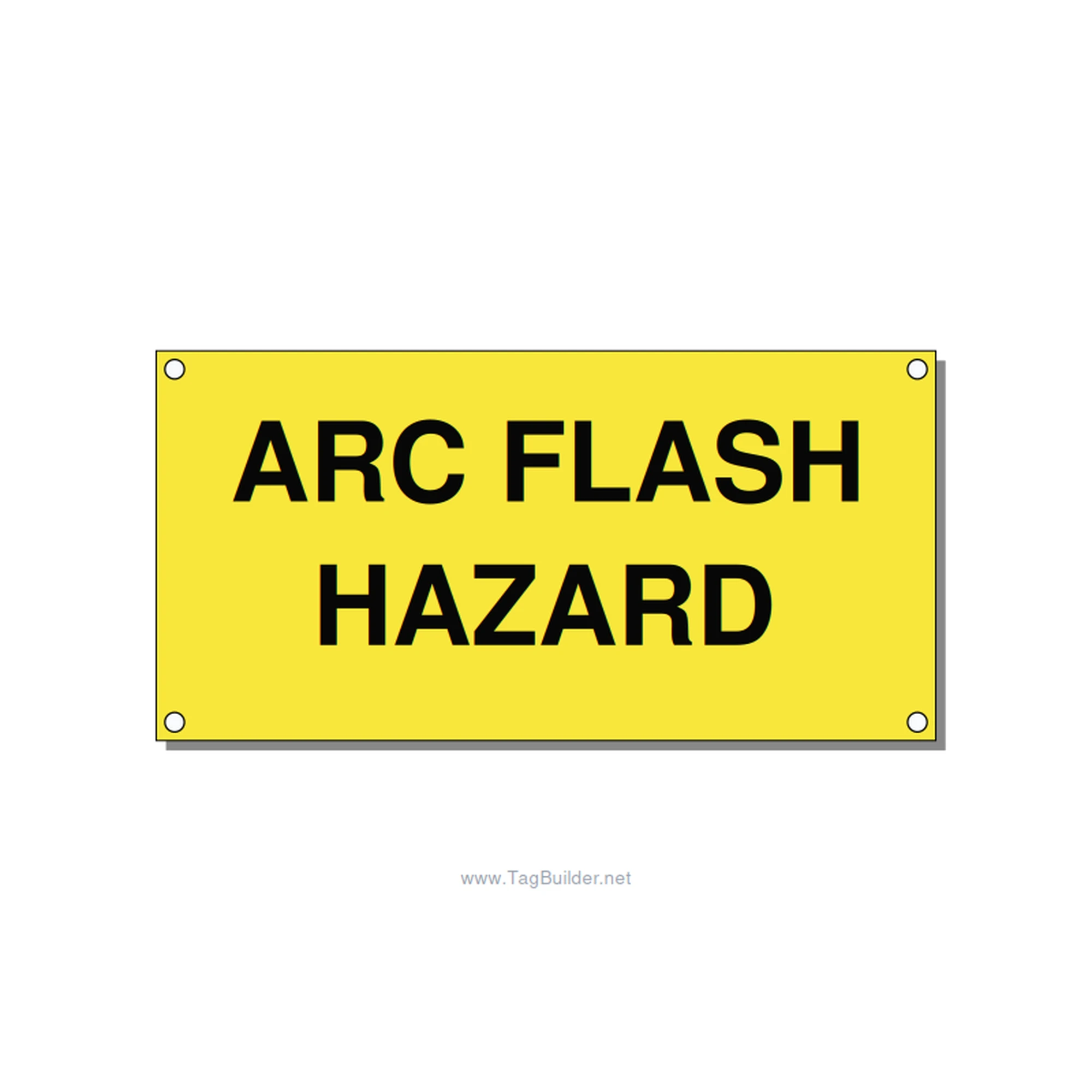 5.0x2.5" Arc Flash Safety Label - ARC FLASH HAZARD, Black/Yellow, Holes