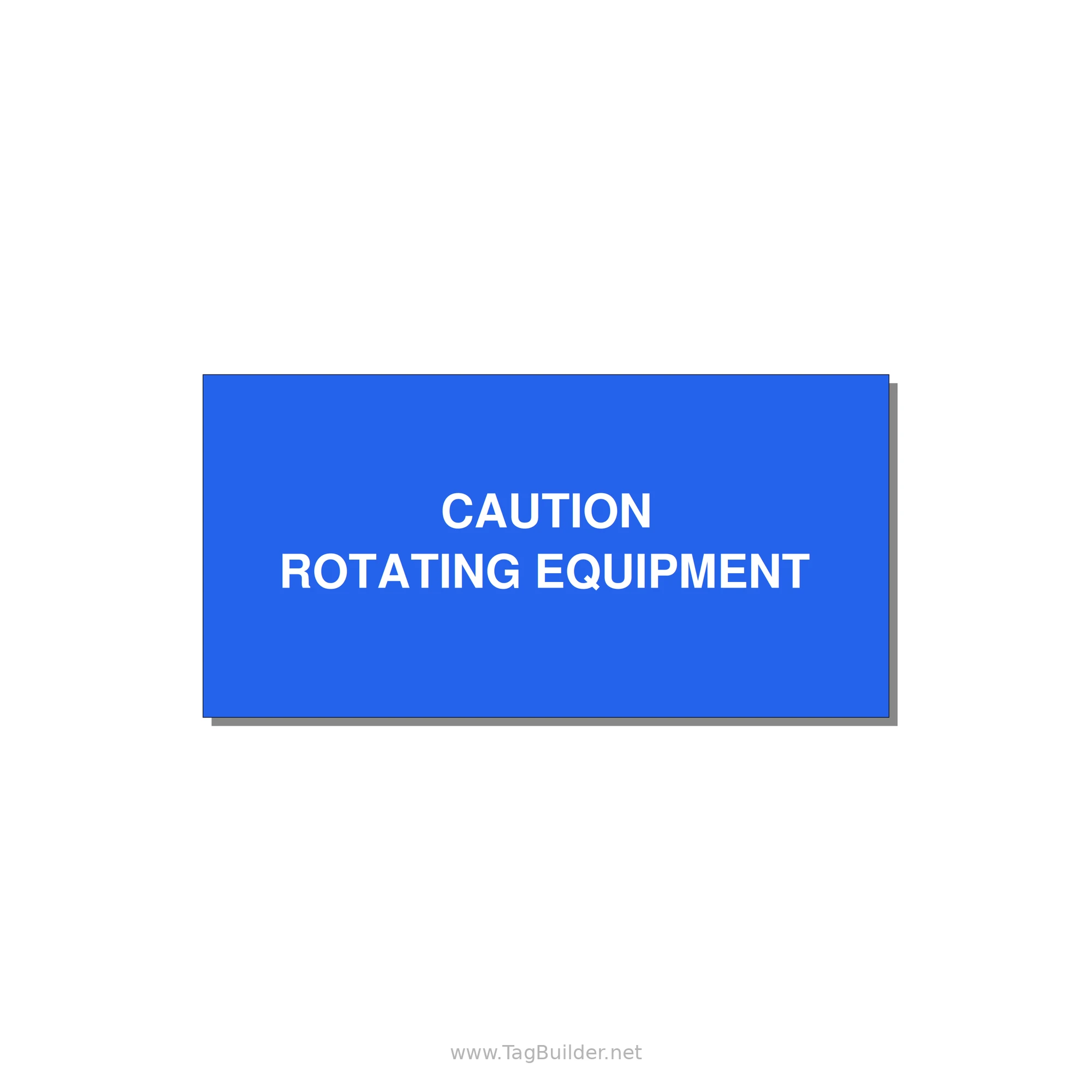 5.0x2.5" Caution Safety Label - CAUTION ROTATING EQUIPMEN — 5x2.5" White on Blue, Adhesive