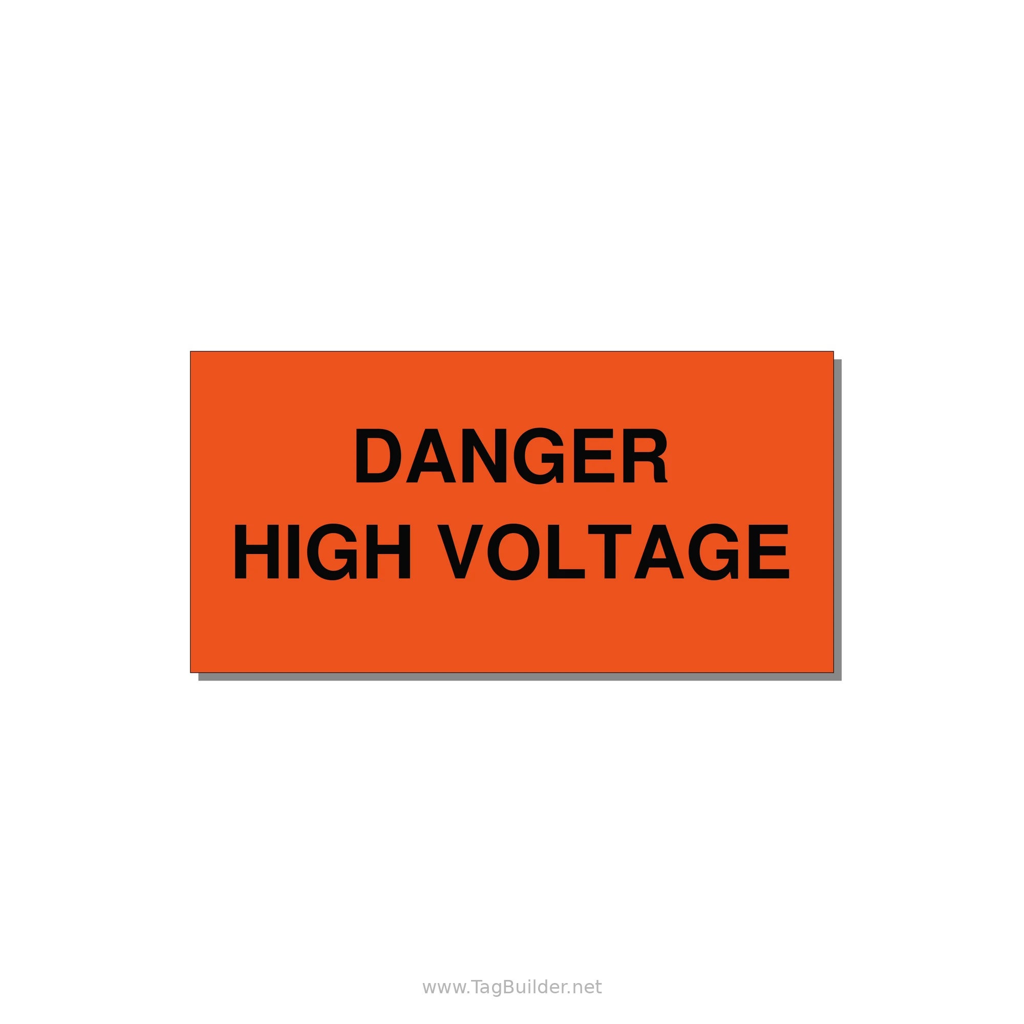 5.0x2.5" High Voltage Warning Sign - DANGER HIGH VOLTAGE — 5x2.5" Black on Orange, Adhesive
