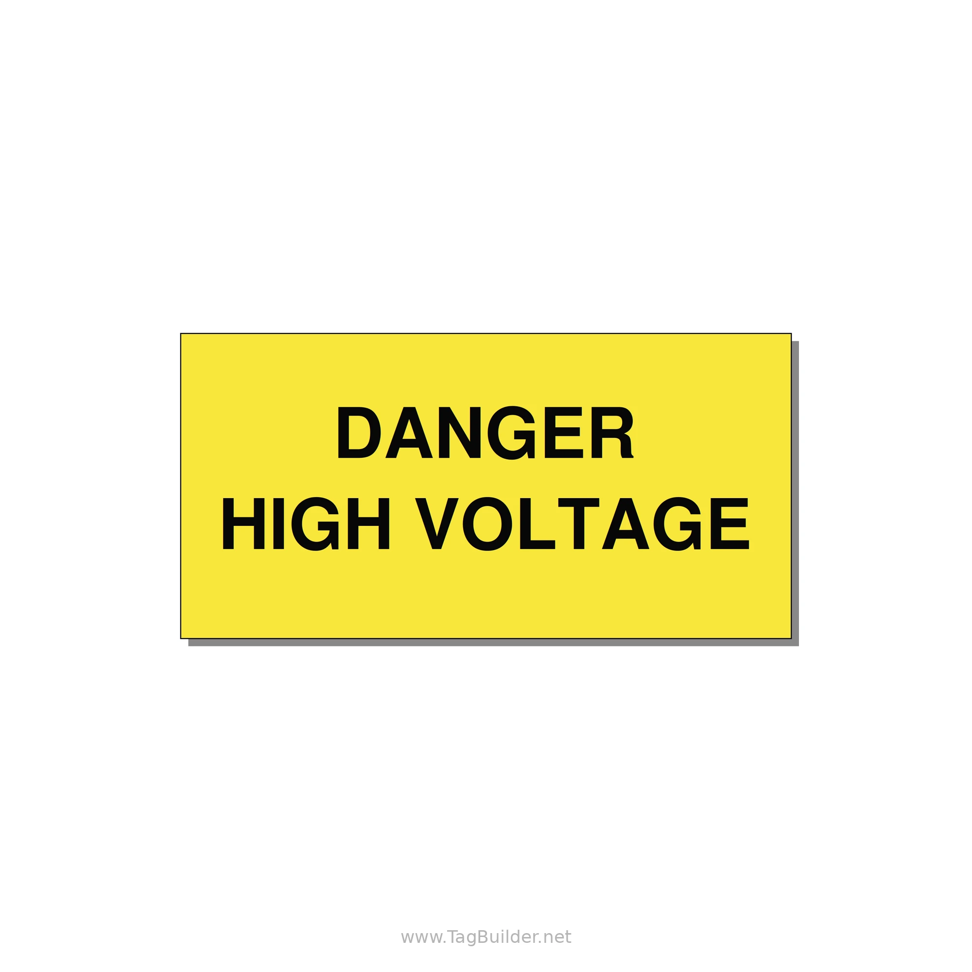 5.0x2.5" High Voltage Warning Sign - DANGER HIGH VOLTAGE — 5x2.5" Black on Yellow, Adhesive