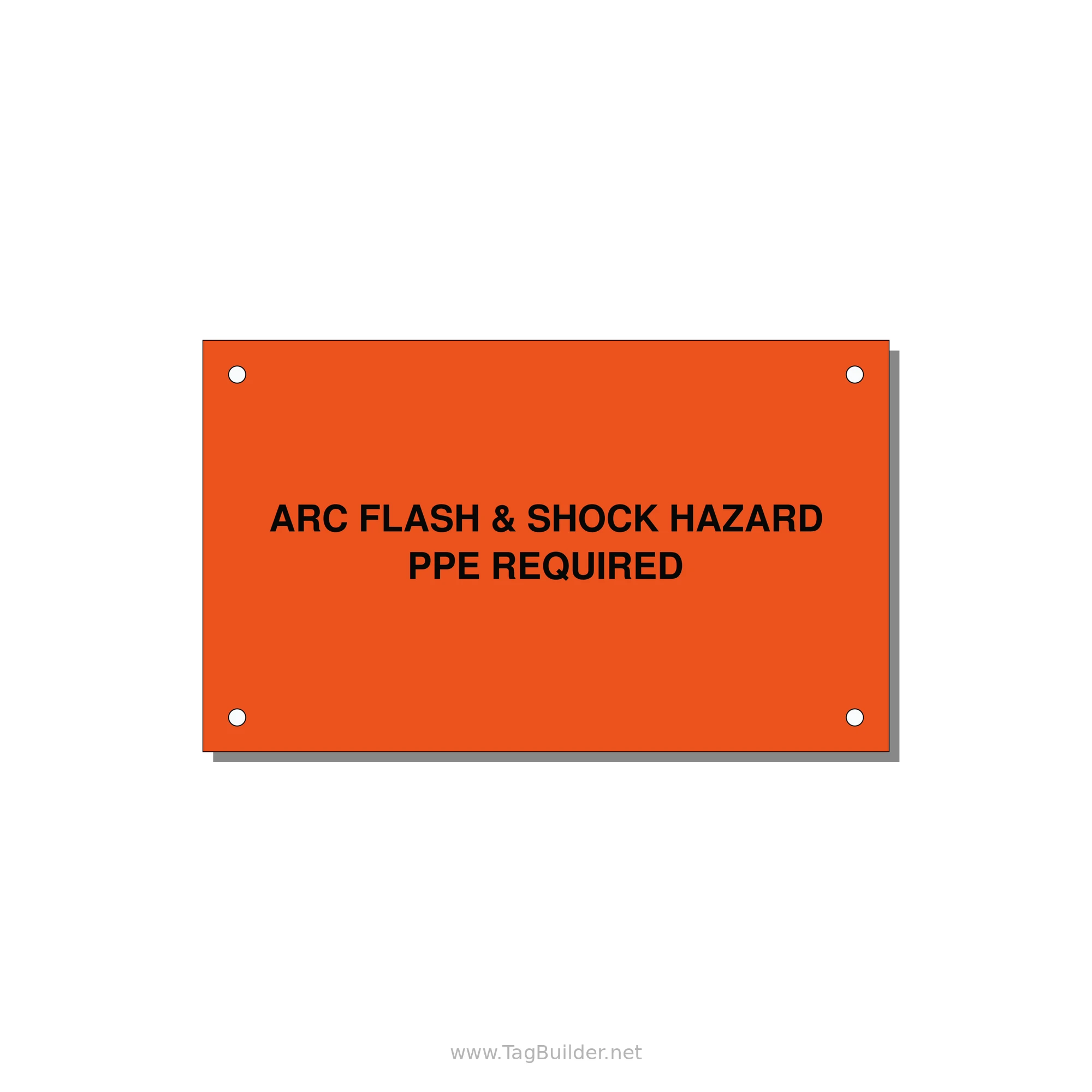5.0x3.0" Arc Flash Safety Label - ARC FLASH & SHOCK HAZARD — 5x3" Black on Orange, Holes