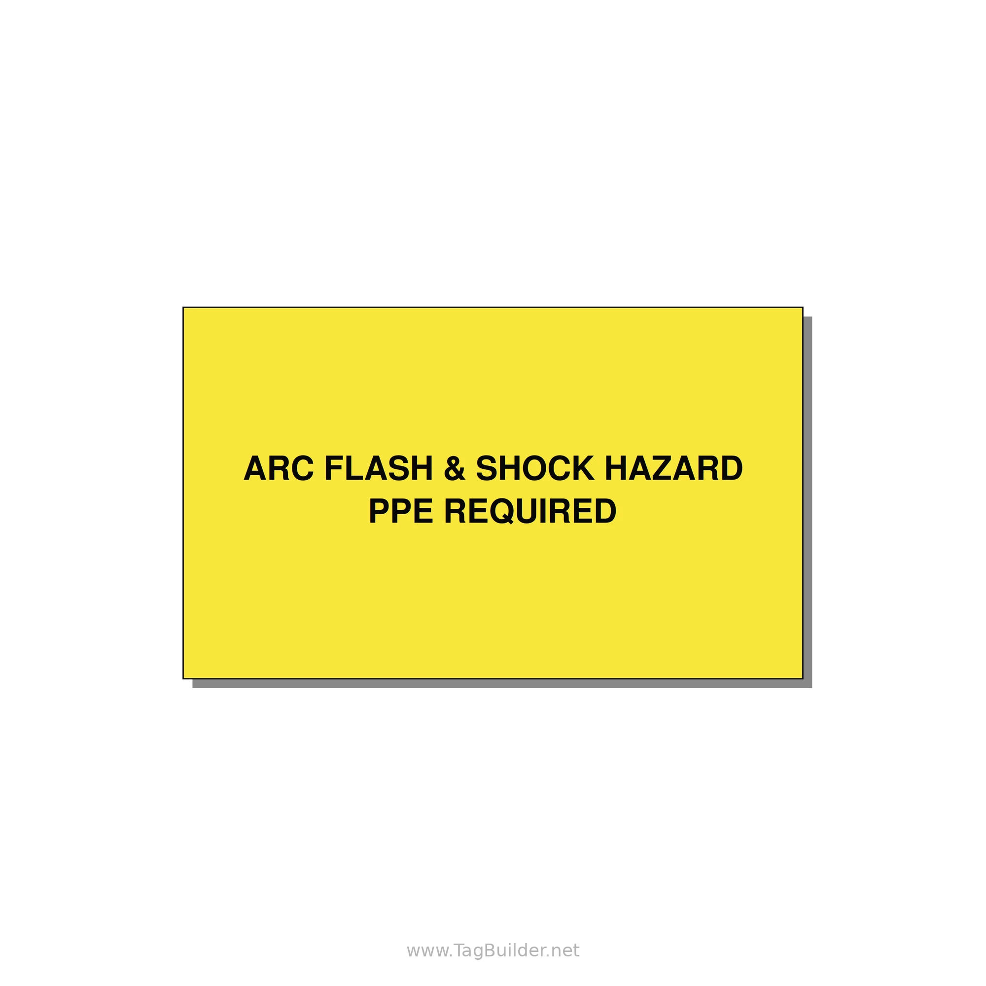 5.0x3.0" Arc Flash Safety Label - ARC FLASH & SHOCK HAZARD — 5x3" Black on Yellow, Adhesive