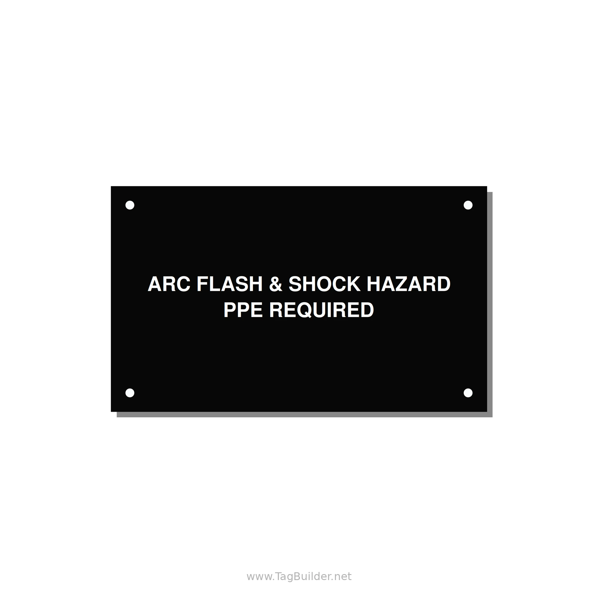 5.0x3.0" Arc Flash Safety Label - ARC FLASH & SHOCK HAZARD — 5x3" White on Black, Holes