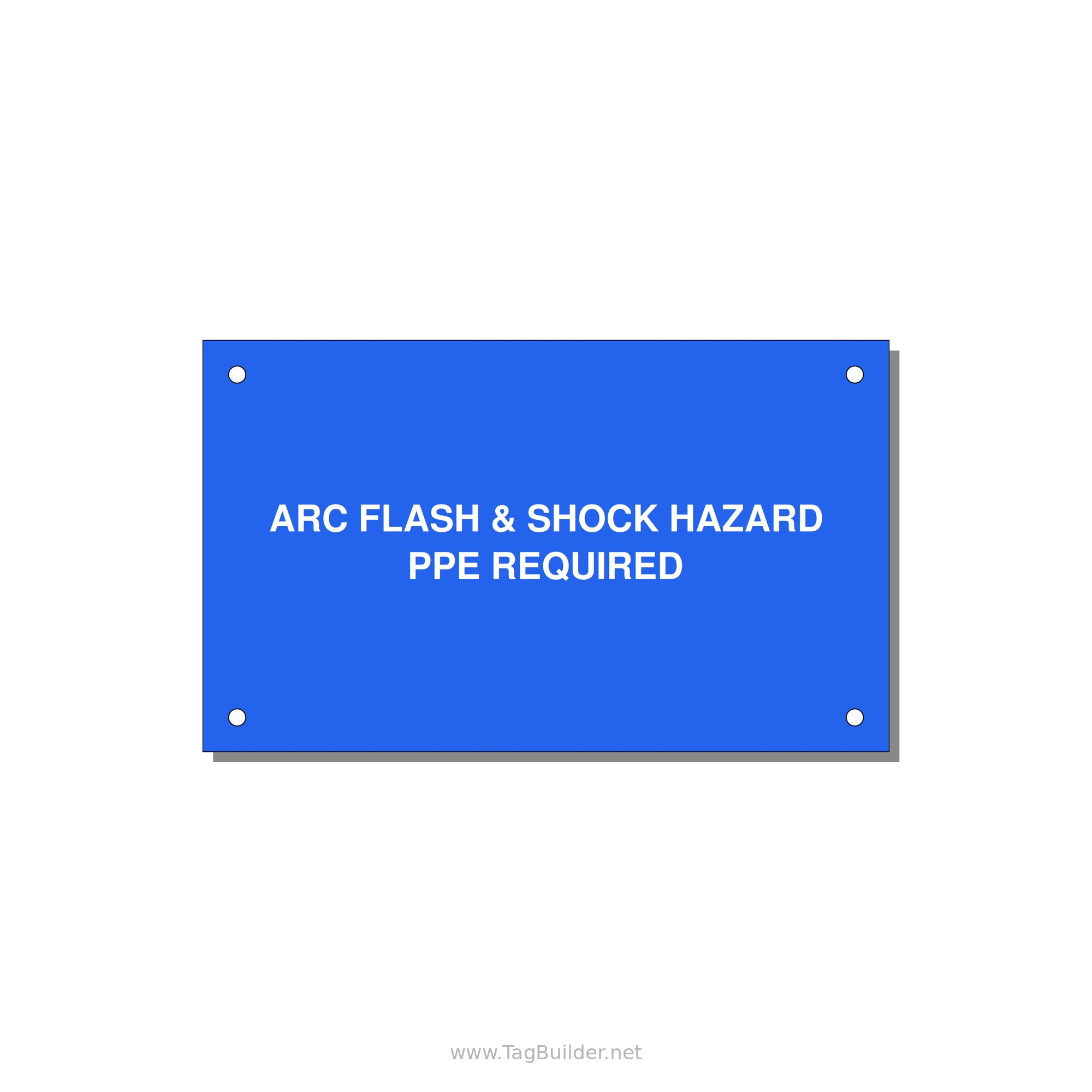 5.0x3.0" Arc Flash Safety Label - ARC FLASH & SHOCK HAZARD — 5x3" White on Blue, Holes