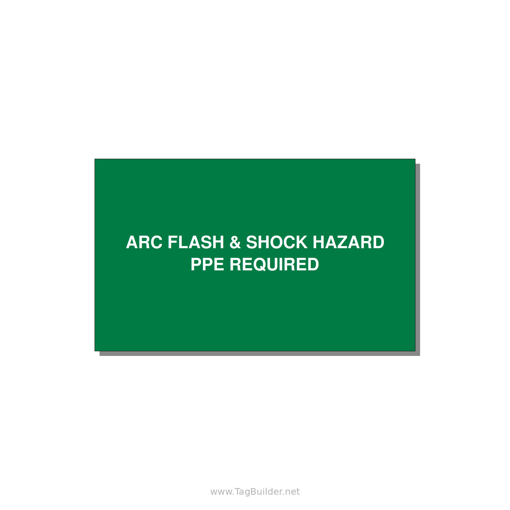 5.0x3.0" Arc Flash Safety Label - ARC FLASH & SHOCK HAZARD — 5x3" White on Green, Adhesive