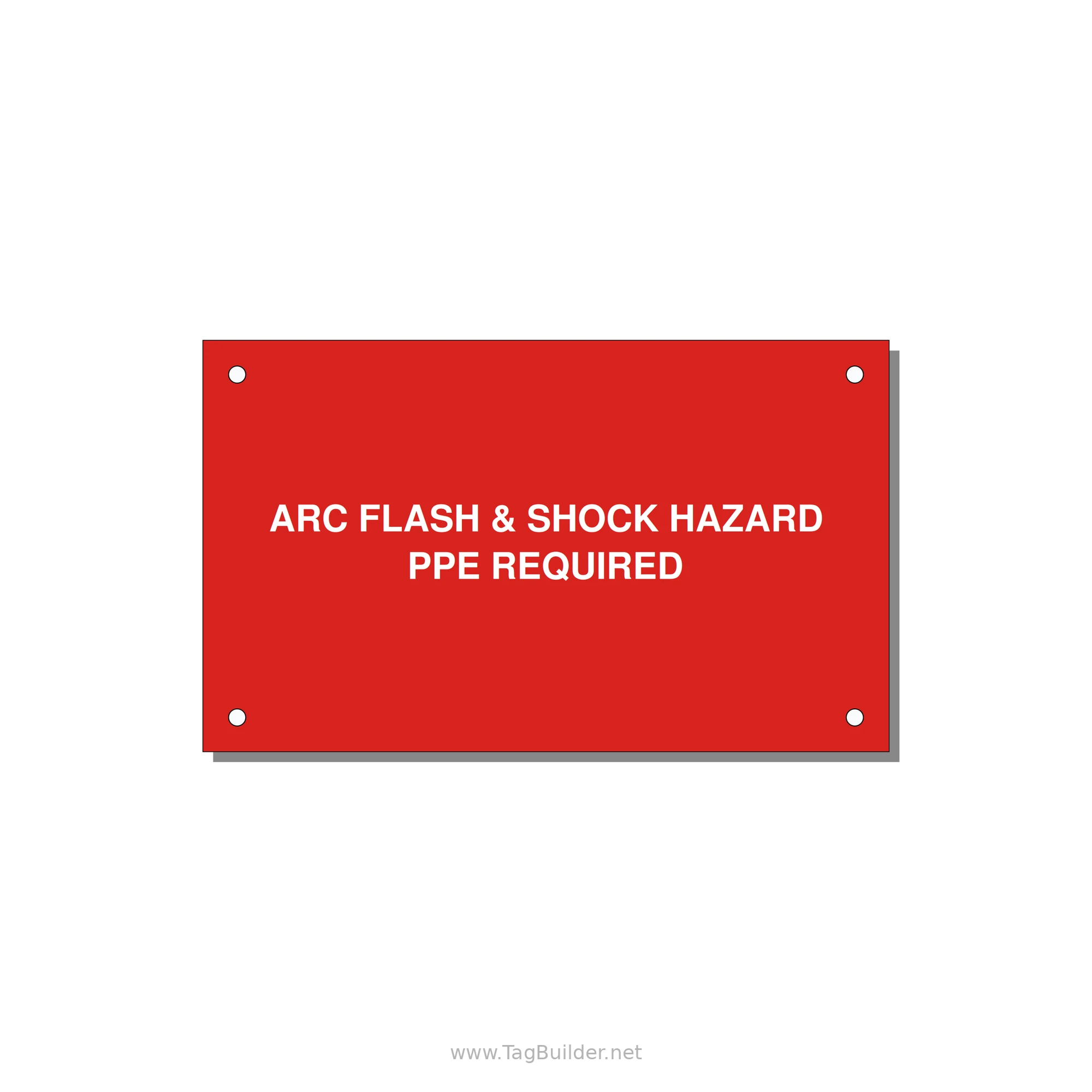 5.0x3.0" Arc Flash Safety Label - ARC FLASH & SHOCK HAZARD — 5x3" White on Red, Holes