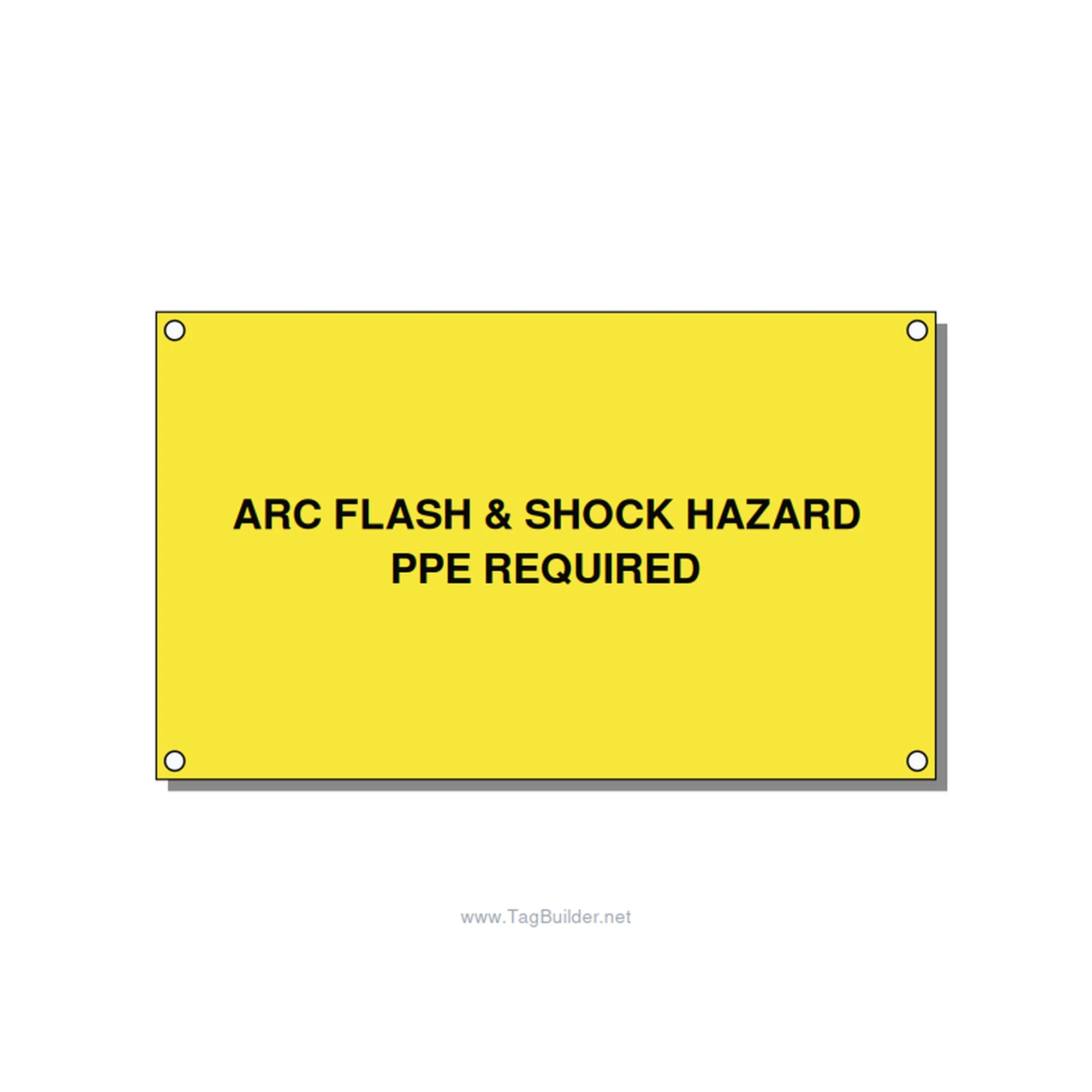 5.0x3.0" Arc Flash Safety Label - ARC FLASH & SHOCK HAZARD , Black/Yellow, Holes