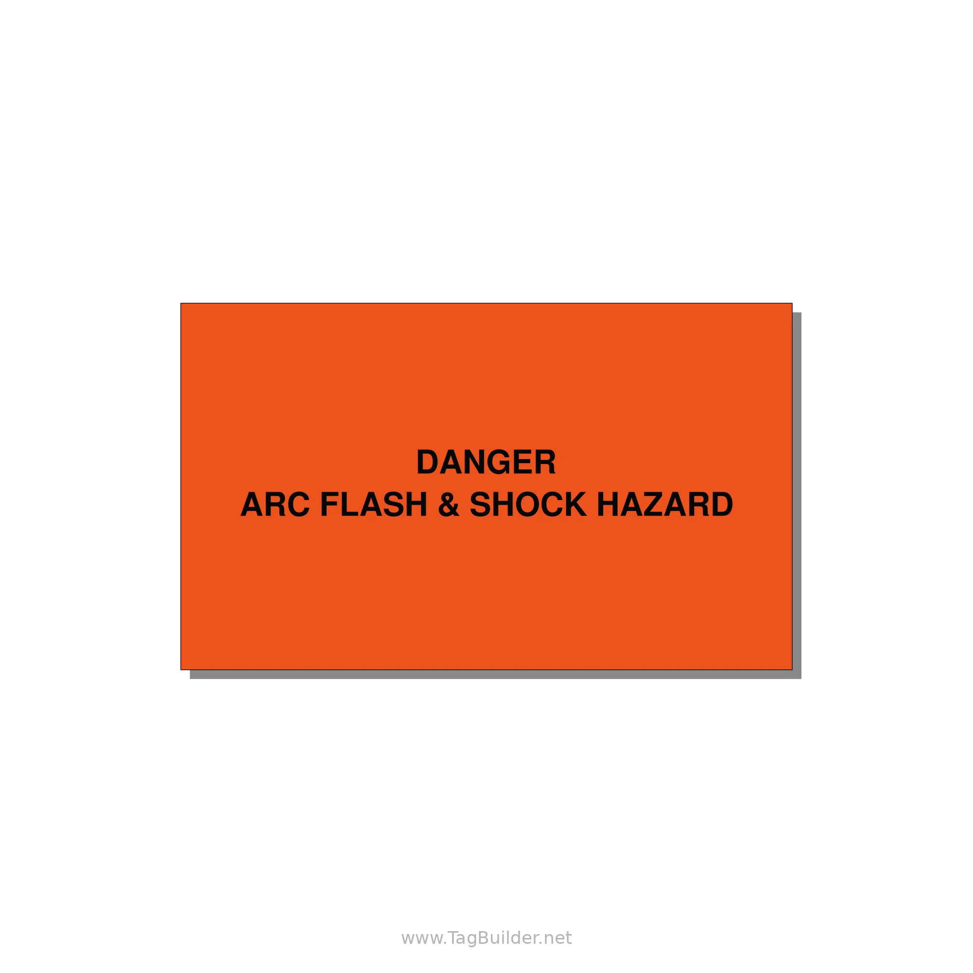 5.0x3.0" Arc Flash Safety Label - DANGER ARC FLASH & SHOCK — 5x3" Black on Orange, Adhesive