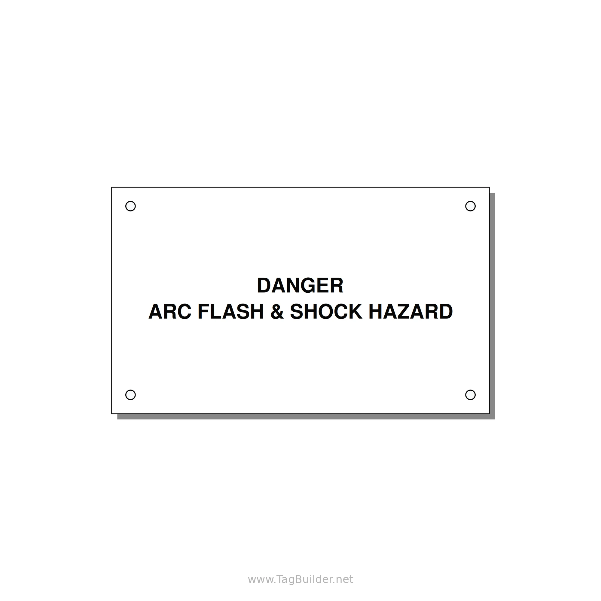 5.0x3.0" Arc Flash Safety Label - DANGER ARC FLASH & SHOCK — 5x3" Black on White, Holes