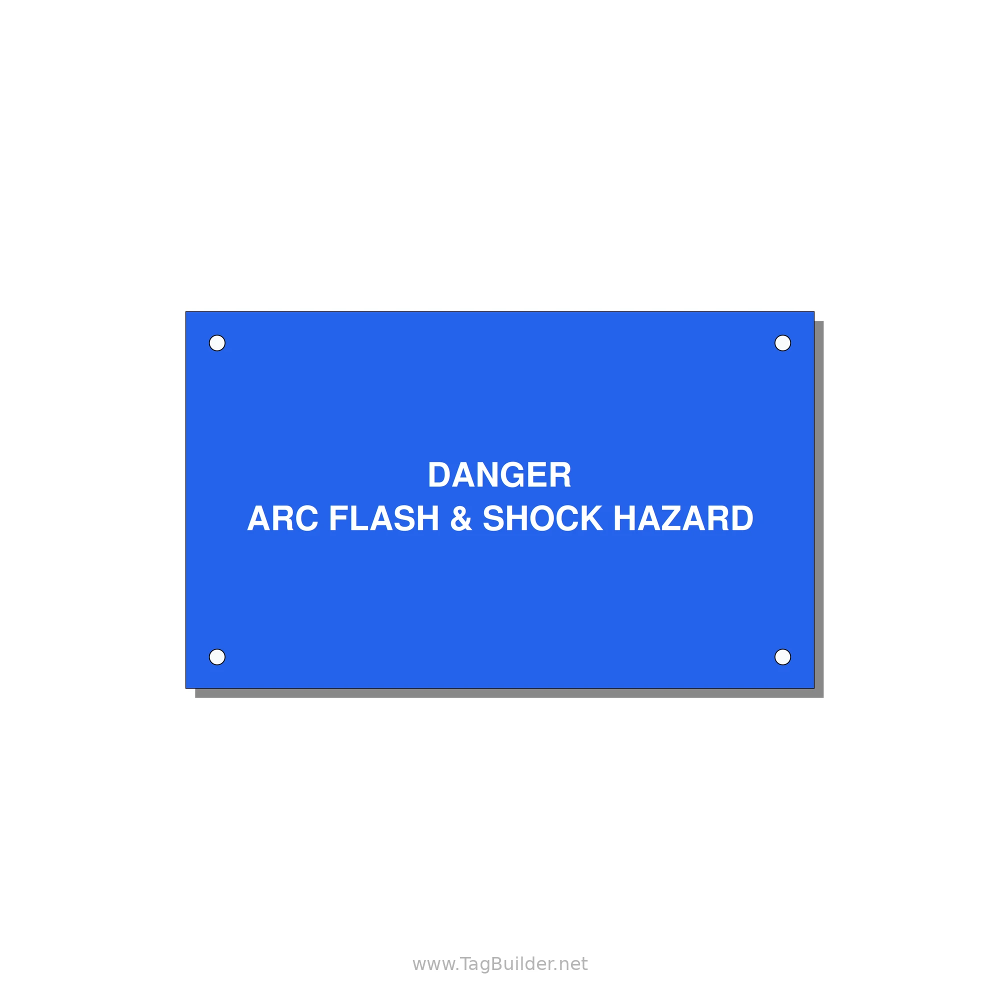 5.0x3.0" Arc Flash Safety Label - DANGER ARC FLASH & SHOCK — 5x3" White on Blue, Holes